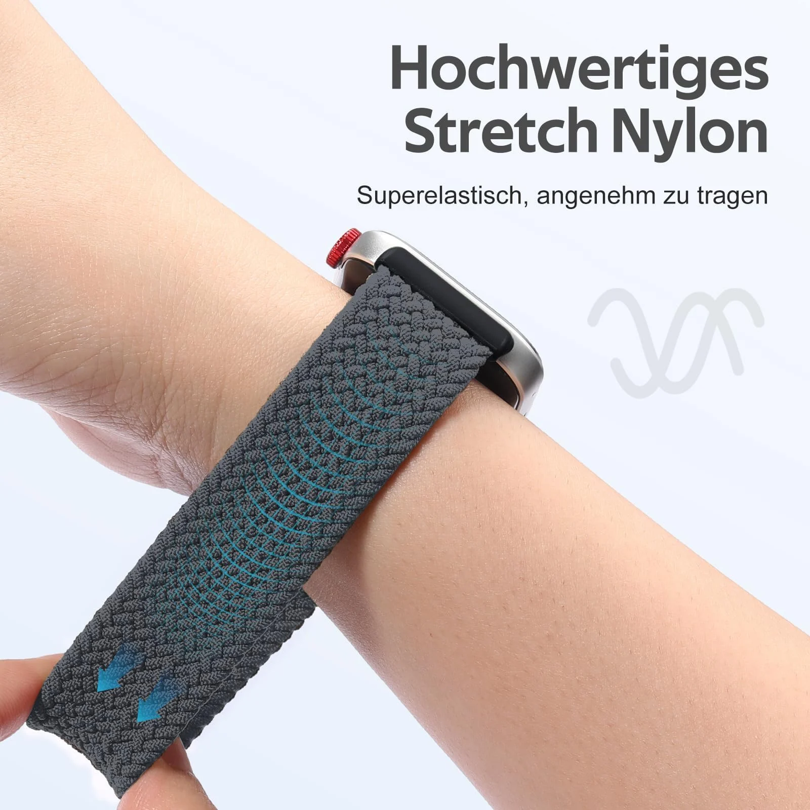 DL3 Mobilak Braided Bracelet Compatible with Redmi Watch 4/5 / 6 / Xiaomi Smart Band 8 Pro/Band 9 Pro, Nylon Magnetic Fabric Elastic Sport Nylon Replacement Strap for Men Women - Space Gray