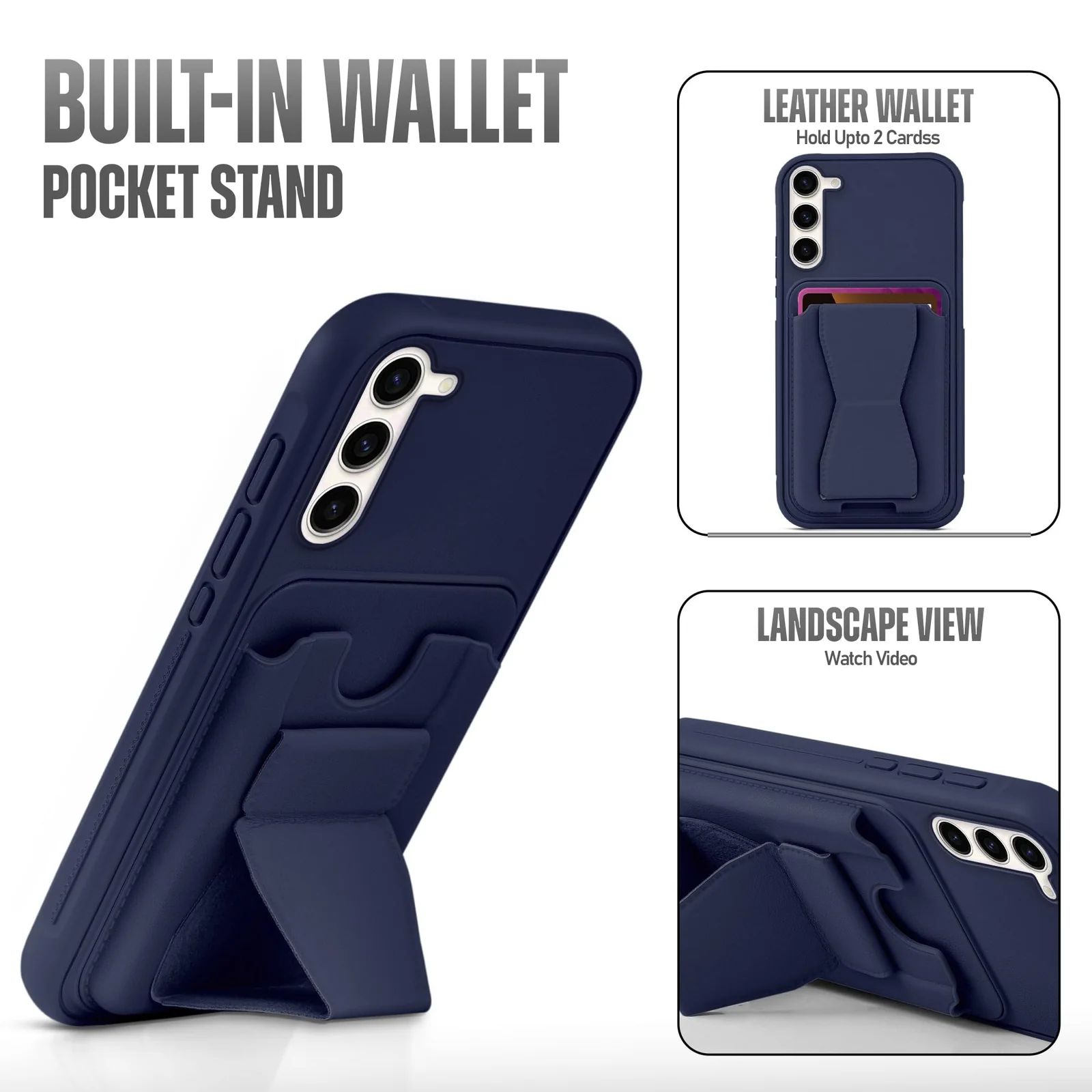DL3 Mobilak Leather Wallet Case with Card Slot for iPhone 13 / iPhone 14 with Camera Protection and Shockproof Design - Blue