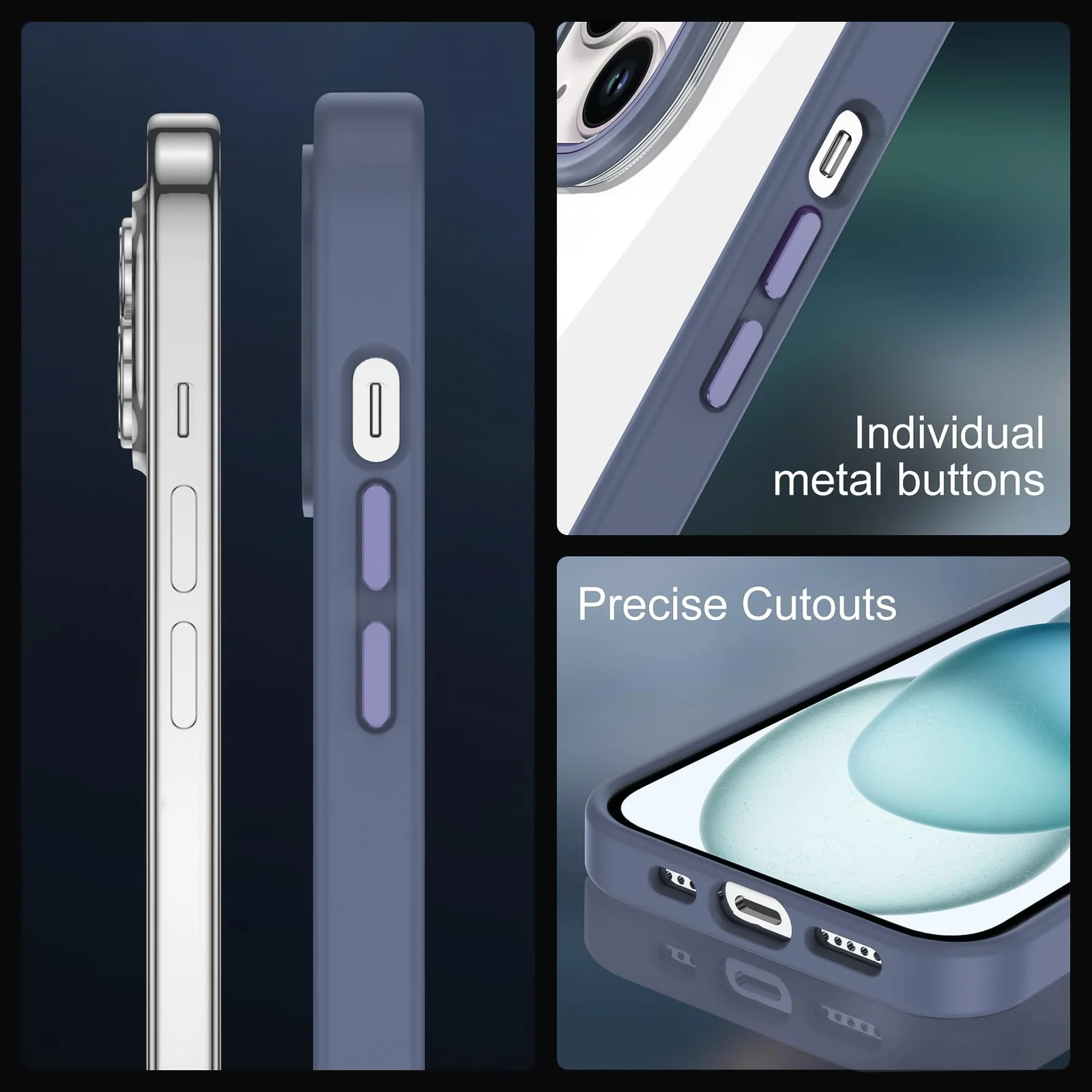 DL3 Mobilak Clear Protective Case for iPhone 15 Plus 6.7-Inch | iPhone 14 Plus 6.7-Inch - A.Lavender
