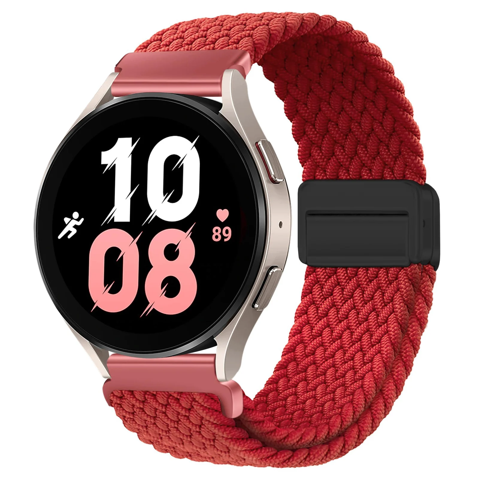 DL3 Mobilak 22mm Magnetic Band for Redmi Watch 5 Active/5 Lite/Samsung Galaxy Watch 3 45mm/Watch 46mm/Gear S3/Huawei watch GT6 GT5 46MM/GT2E/GT6 Pro/GT 5 Pro/Amazfit GTR 4/3, Stretchy Braided Nylon Sport Strap - Red