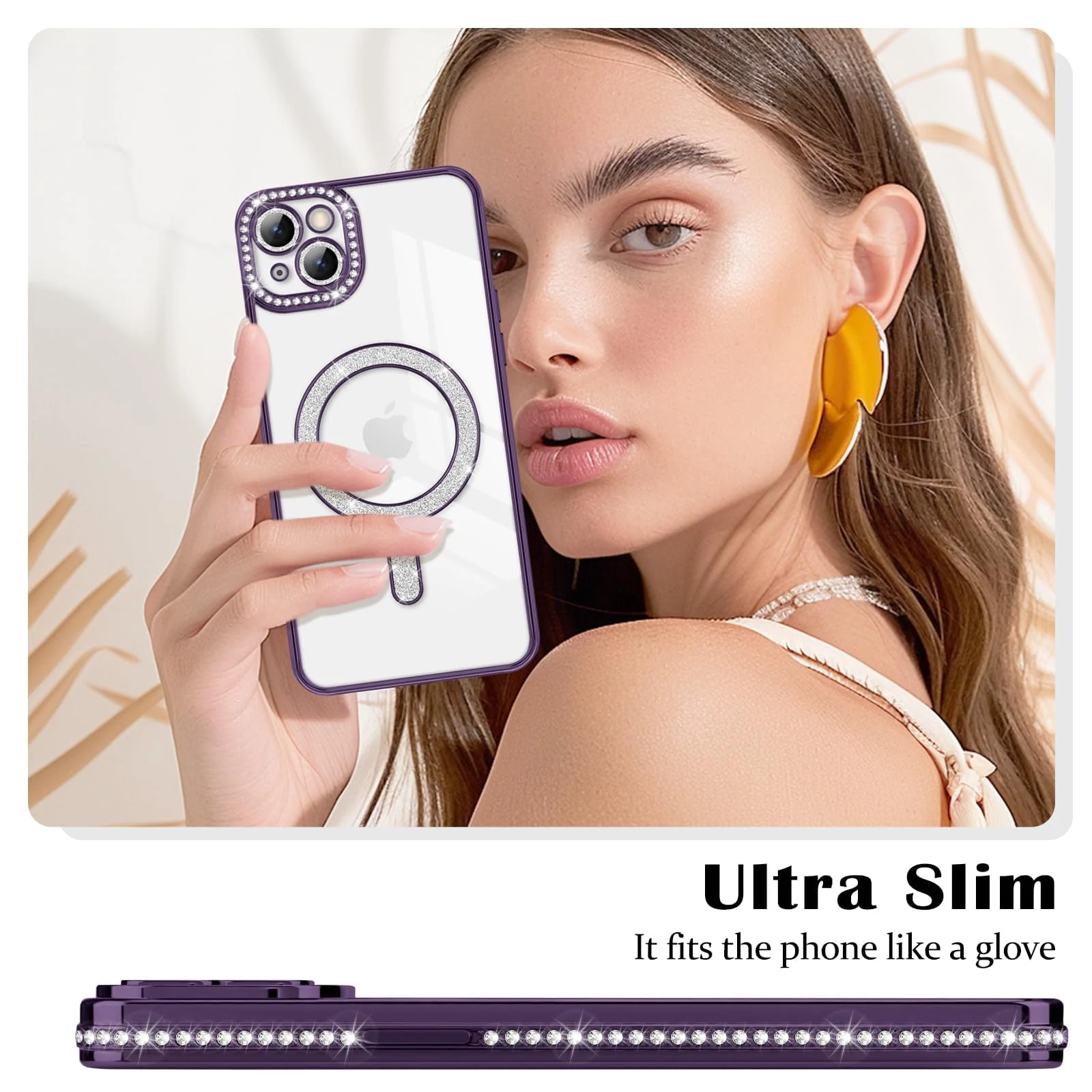 DL3 Mobilak MagSafe-Compatible Magnetic Case for iPhone 16 with Camera Protection and Magnetic Car-Mount Support - Purple