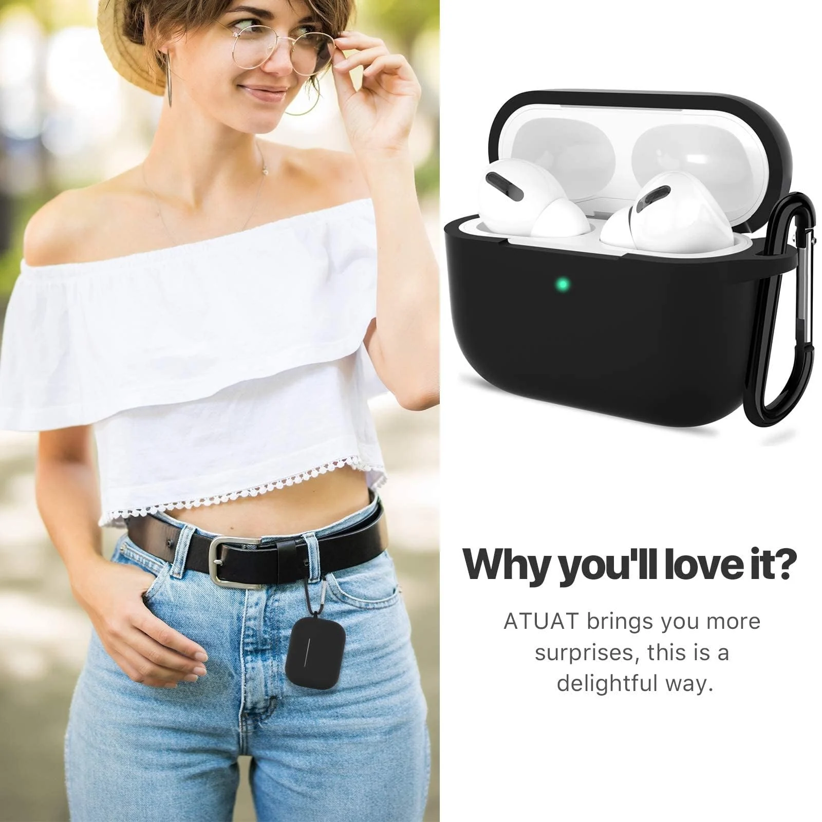 DL3 Mobilak Compatible with AirPods Pro 3 (2025) Generation Case Cover, Protective Silicone Skin with Keychain for Women Men for Apple AirPods Pro Gen 3 (2025), Front LED Visible - Black