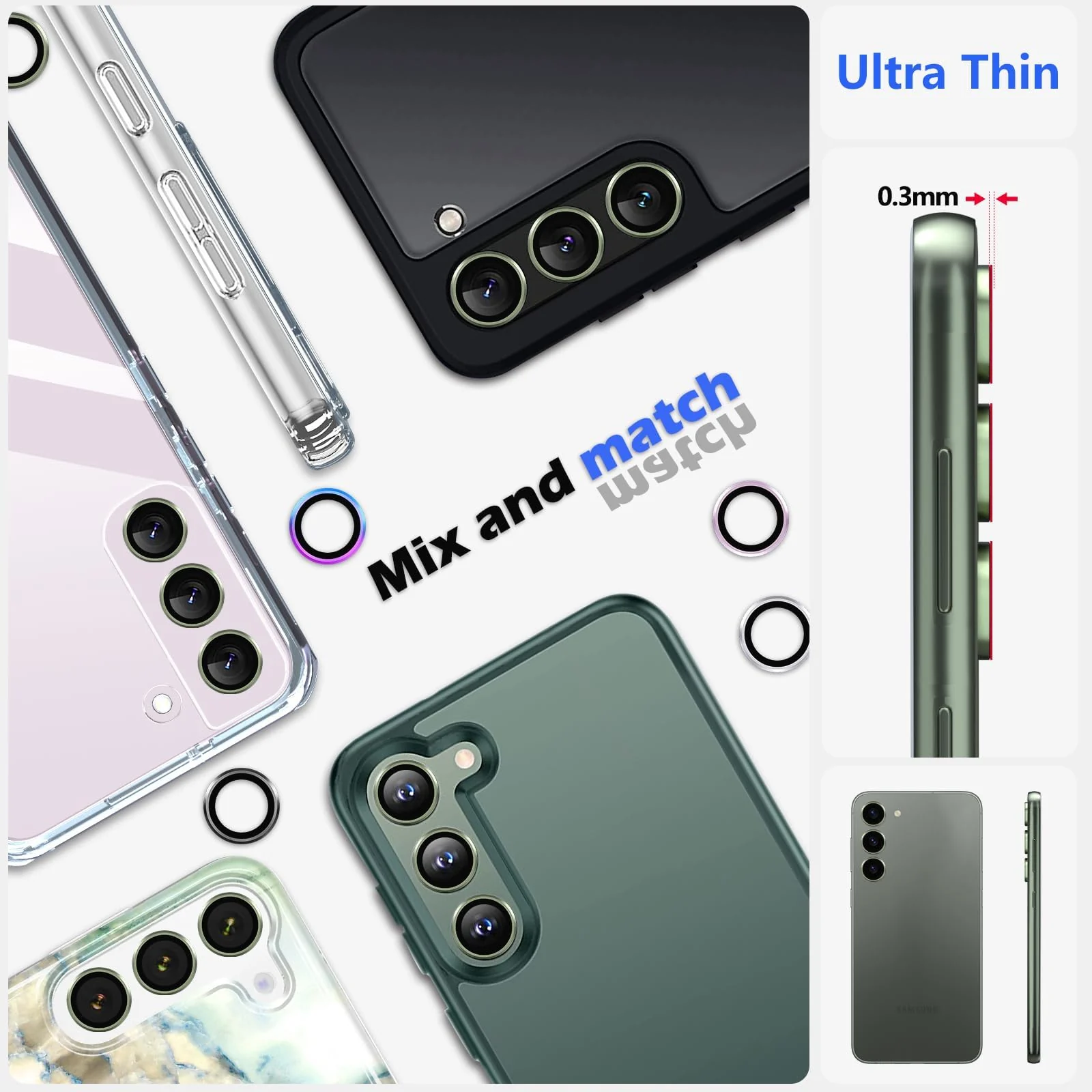 DL3 Mobilak Camera Lens Protector for Samsung Galaxy S24+ Plus Accessories, 9H Tempered Glass Metal Individual Ring Camera Cover Screen Protector for S24 Plus, Case Friendly, Anti Scratch - Green