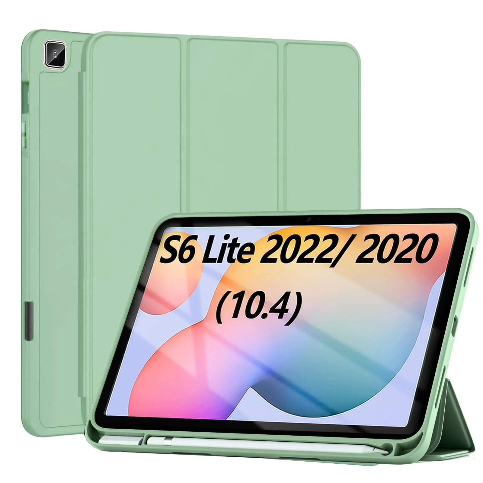 DL3 Mobilak Smart Case For Samsung Galaxy Tab S6 Lite 10.4 inch 2022 (SM-P613/P619) & 2020 (SM-P610/P615) with Pencil Holder, Soft TPU Smart Stand Back Cover Auto Wake/Sleep - Mint Green