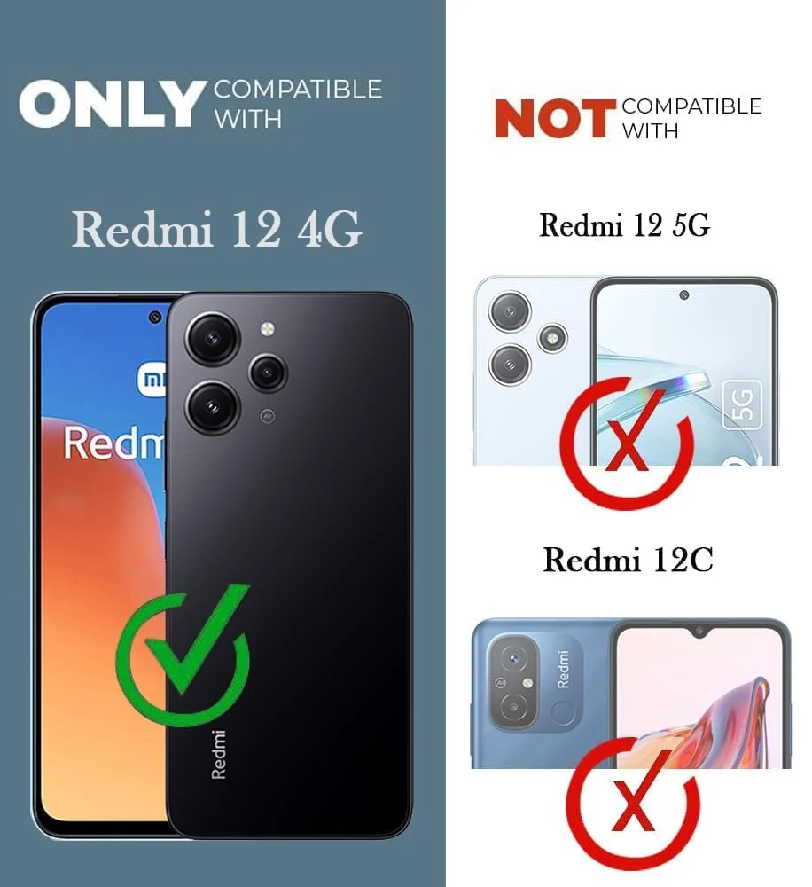 DL3 Mobilak Xiaomi Redmi Note 12 4G (Not 5G) Case, Soft Flexible Liquid Silicone Gel Rubber Bumper Cover, Full Body Shockproof Protective Phone Case - Blue