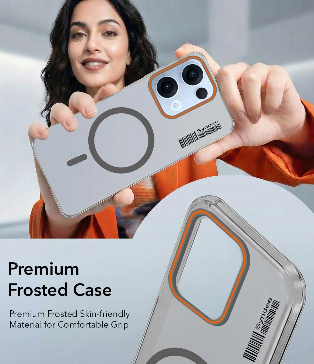 DL3 Mobilak Matte MagSafe-Compatible Magnetic Case for OPPO Reno 13F with Camera Protection and Ring Holder - Gray