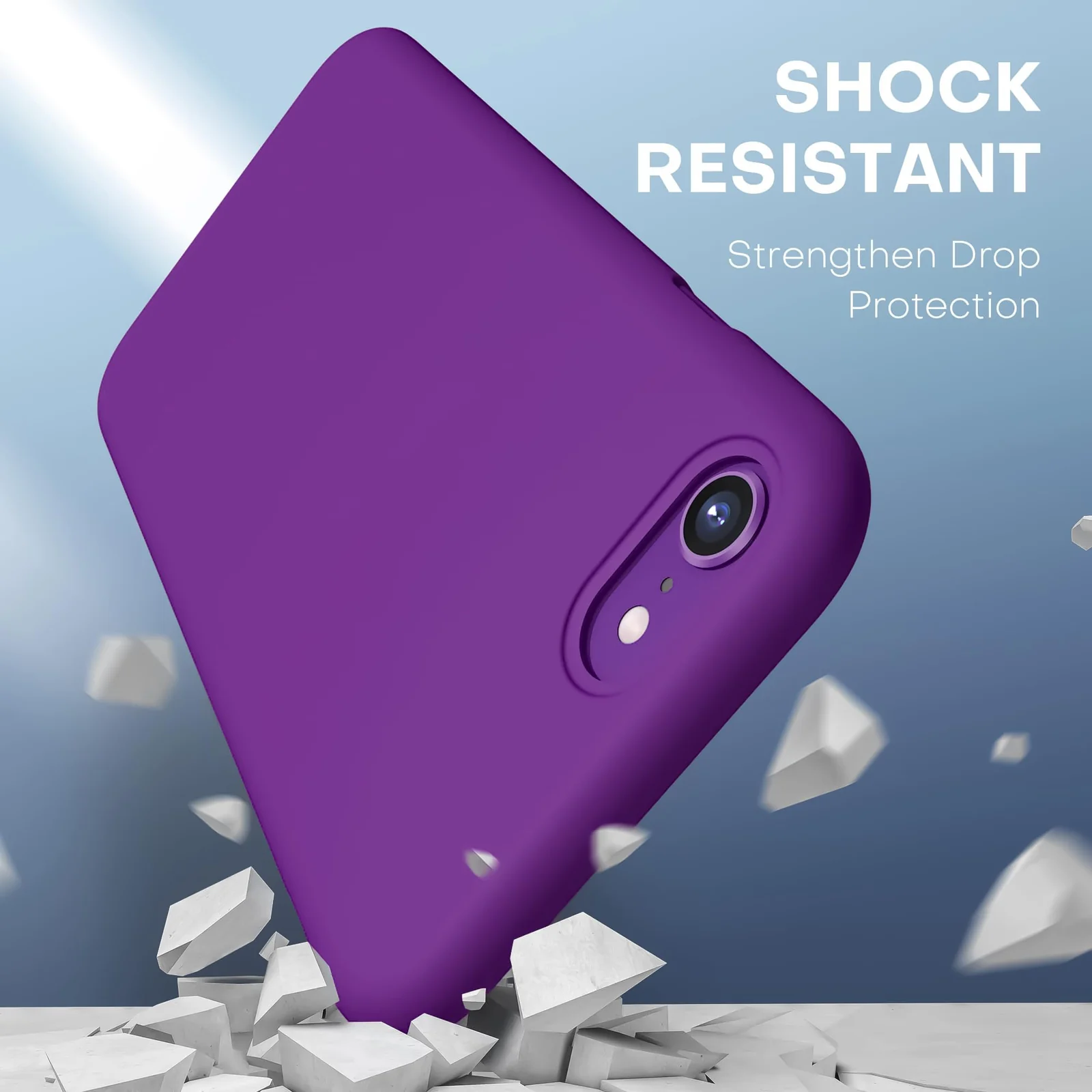 DL3 Mobilak Liquid Silicone Protective Case for iPhone SE 2022, SE 2020, iPhone 7, iPhone 8 with Camera Protection and Microfiber Lining - Purple