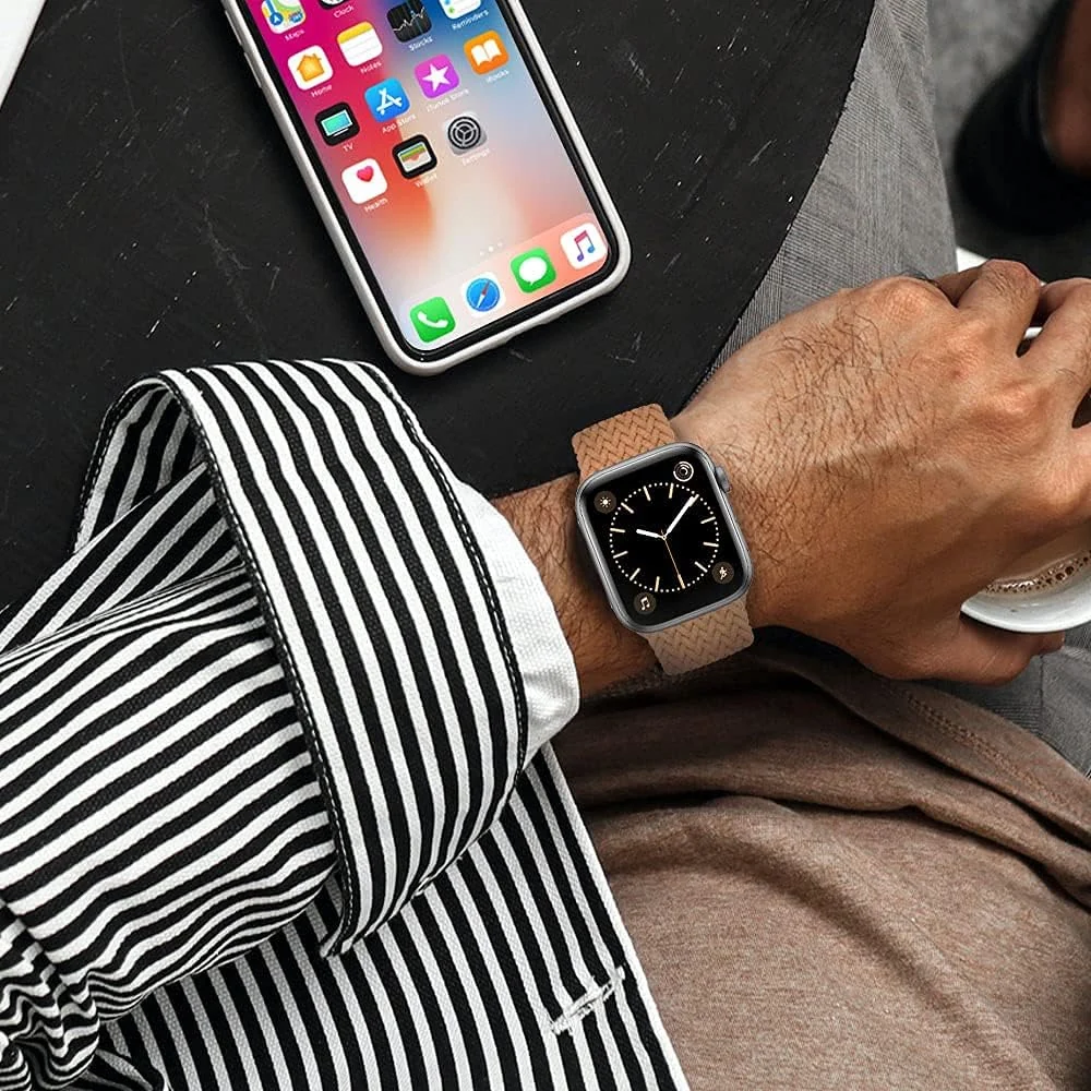 DL3 Mobilak Braided Solo Loop Band For Apple Watch Band 49mm 45mm 44mm 42mm, Replacement Wristband Nylon Strap for iWatch Series SE 9/8/7/6/5/4/3/2/1/Ultra/Ultra 2 (Small) - Brown