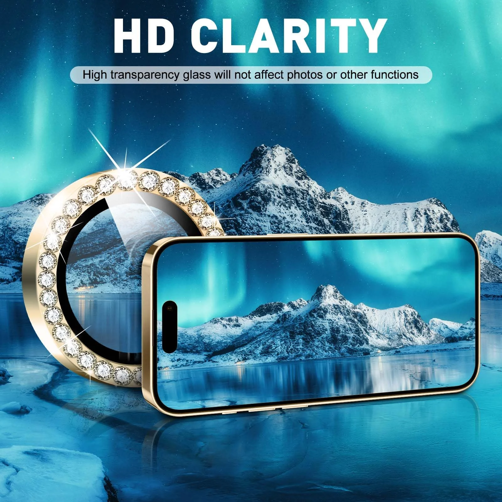 DL3 Mobilak Camera Lens Protector for iPhone 12/12 Mini/iPhone 11 Accessories, 9H Tempered Glass Metal Individual Ring Camera Cover Screen Protector, Case Friendly, Anti Scratch - Diamond Gold