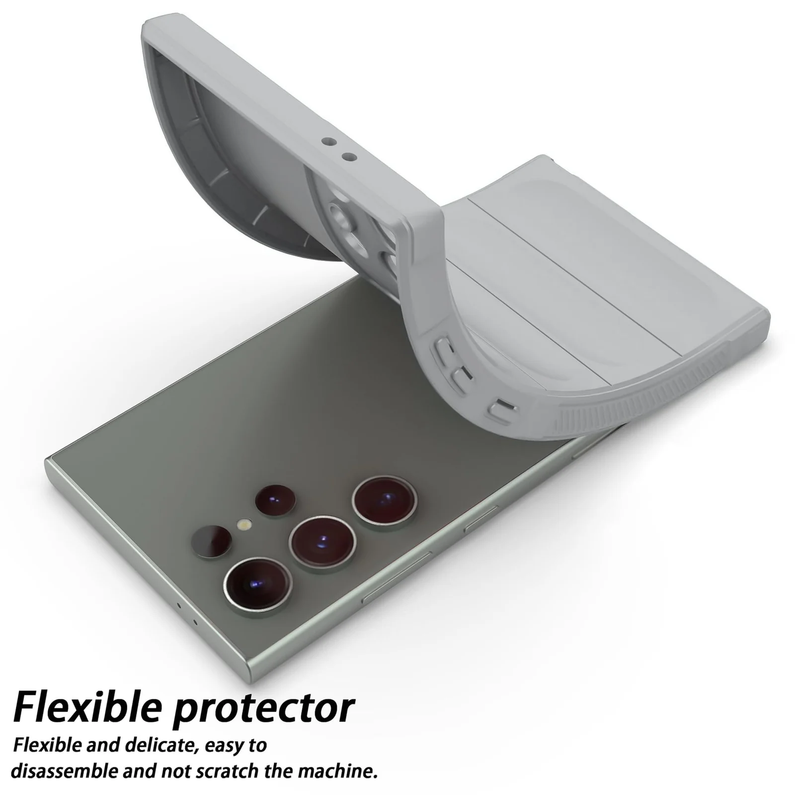 DL3 Mobilak Silicone Case for Samsung Galaxy S23 Ultra Heavy Duty Protective [Slim Fit] Shockproof Soft Flexible Protective Design Shock-Absorption TPU Cover With Camera Protection - Gray