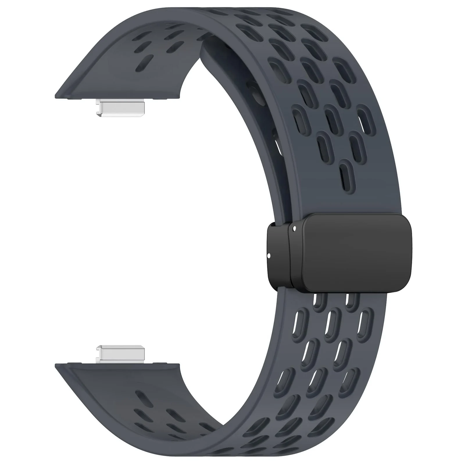 DL3 Mobilak Silicone Strap Compatible with Huawei Watch Fit 3/Fit 4/Fit 4 Pro Magnetic Metal Buckle Sport Silicone Breathable Strap for Men Women Band Quick Release Soft Replacment Wristband - Dark Gray