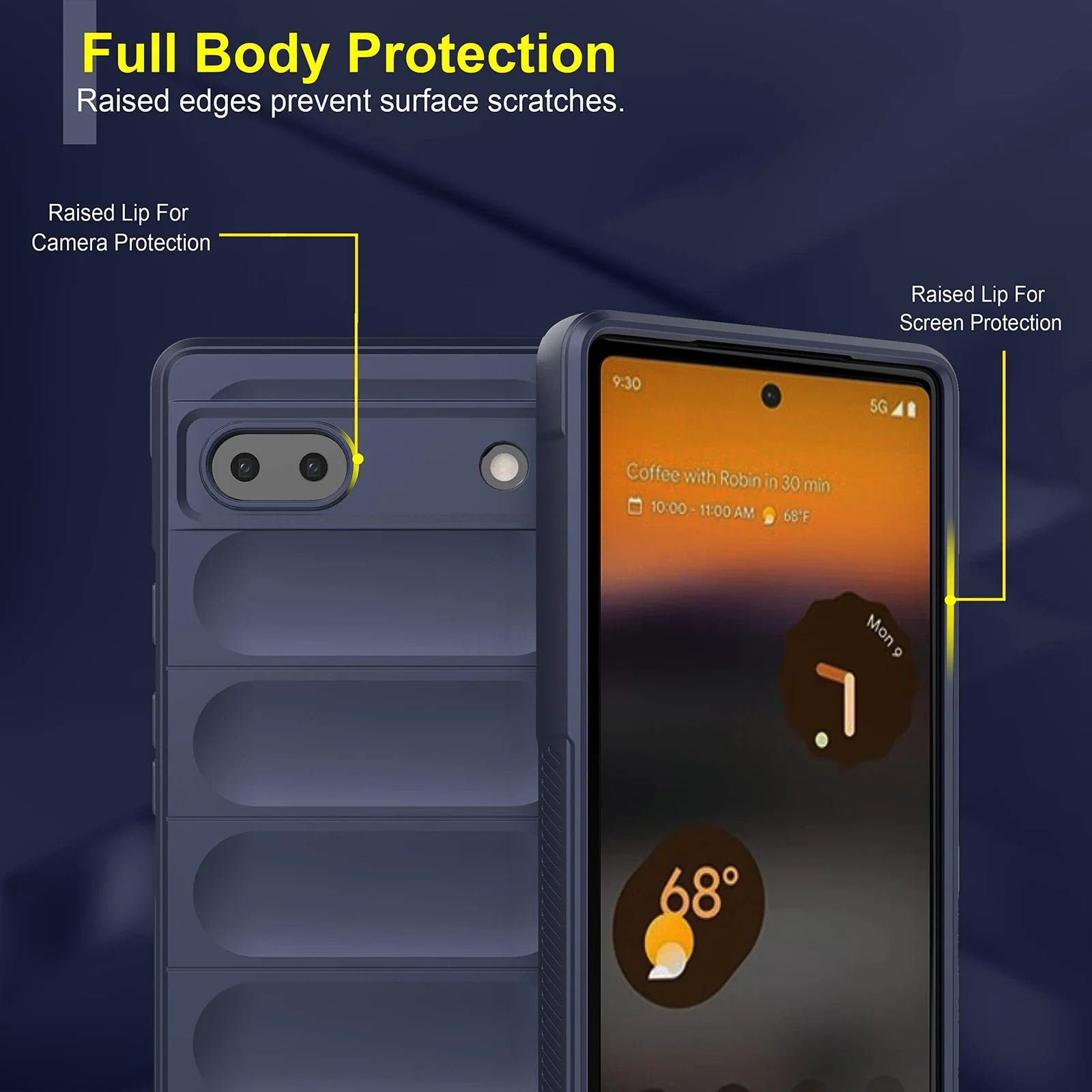 DL3 Mobilak Silicone Case for Google Pixel 6A Heavy Duty Protective [Slim Fit] Shockproof Soft Flexible Protective Design Shock-Absorption TPU Cover With Camera Protection - Blue