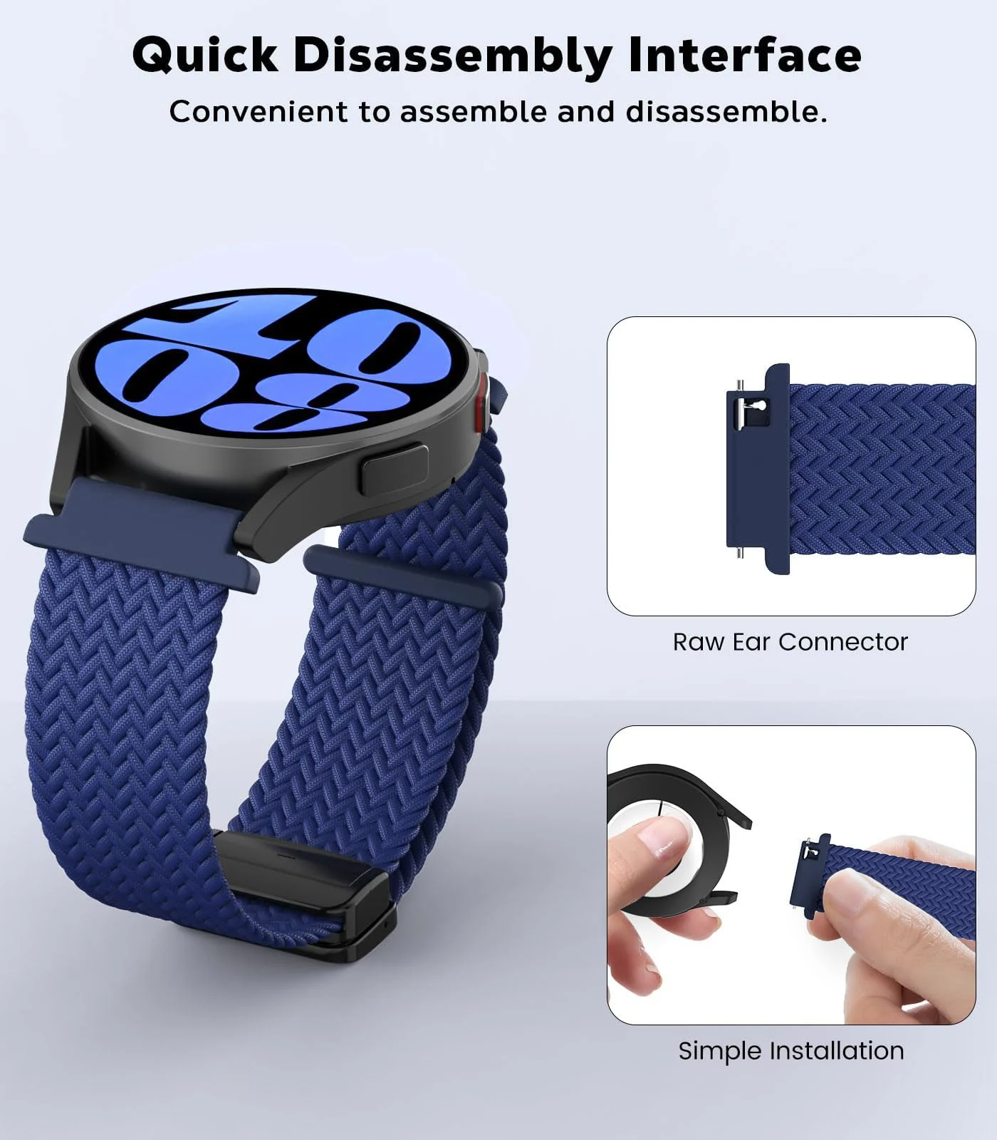 DL3 Mobilak 22mm Magnetic Band for Redmi Watch 5 Active/5 Lite/Samsung Galaxy Watch 3 45mm/Watch 46mm/Gear S3/Huawei watch GT6 GT5 46MM/GT2E/GT6 Pro/GT 5 Pro/Amazfit GTR 4/3, Stretchy Braided Nylon Sport Strap - Blue White