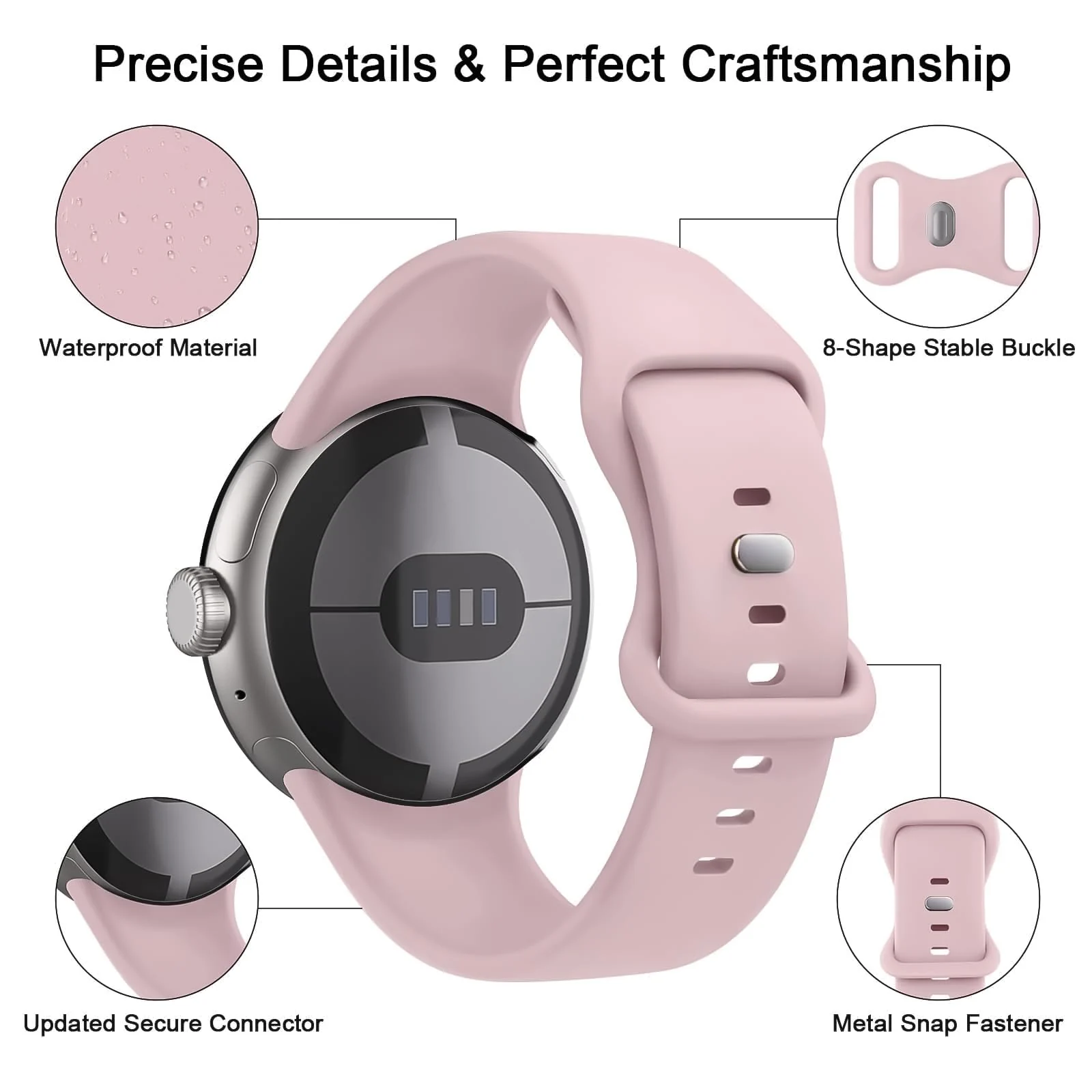 DL3 Mobilak Band Compatible with Google Pixel Watch 4/3 (45mm), Soft Silicone Sport Replacement Straps Bracelet for Google Pixel Watch 3 45mm/Pixel Watch 4 45mm - Pink