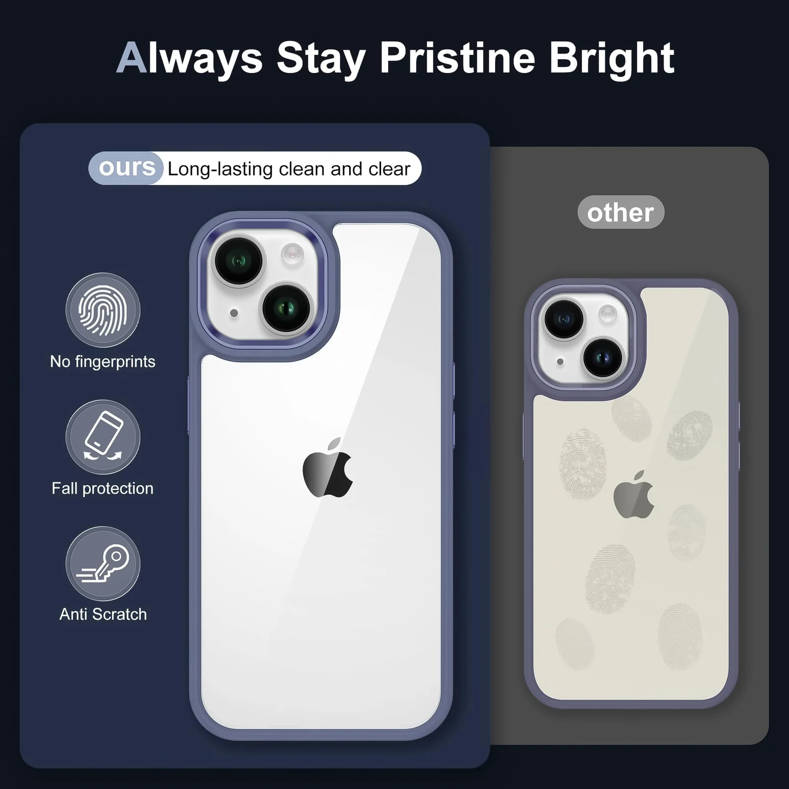 DL3 Mobilak Clear Protective Case for iPhone 15 Plus 6.7-Inch | iPhone 14 Plus 6.7-Inch - A.Lavender