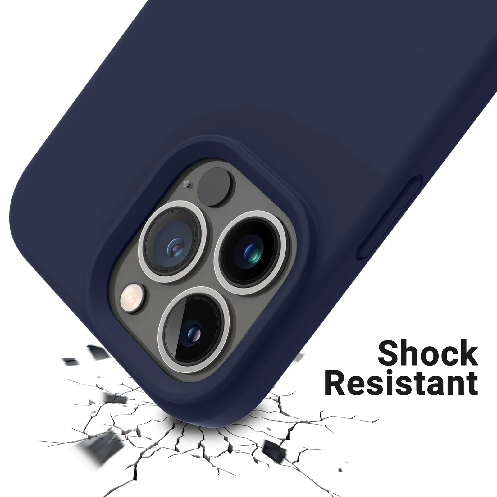 DL3 Mobilak Liquid Silicone Protective Case with Soft Microfiber Lining for iPhone 12 / 12 Pro (6.1 Inch) - Midnight Blue