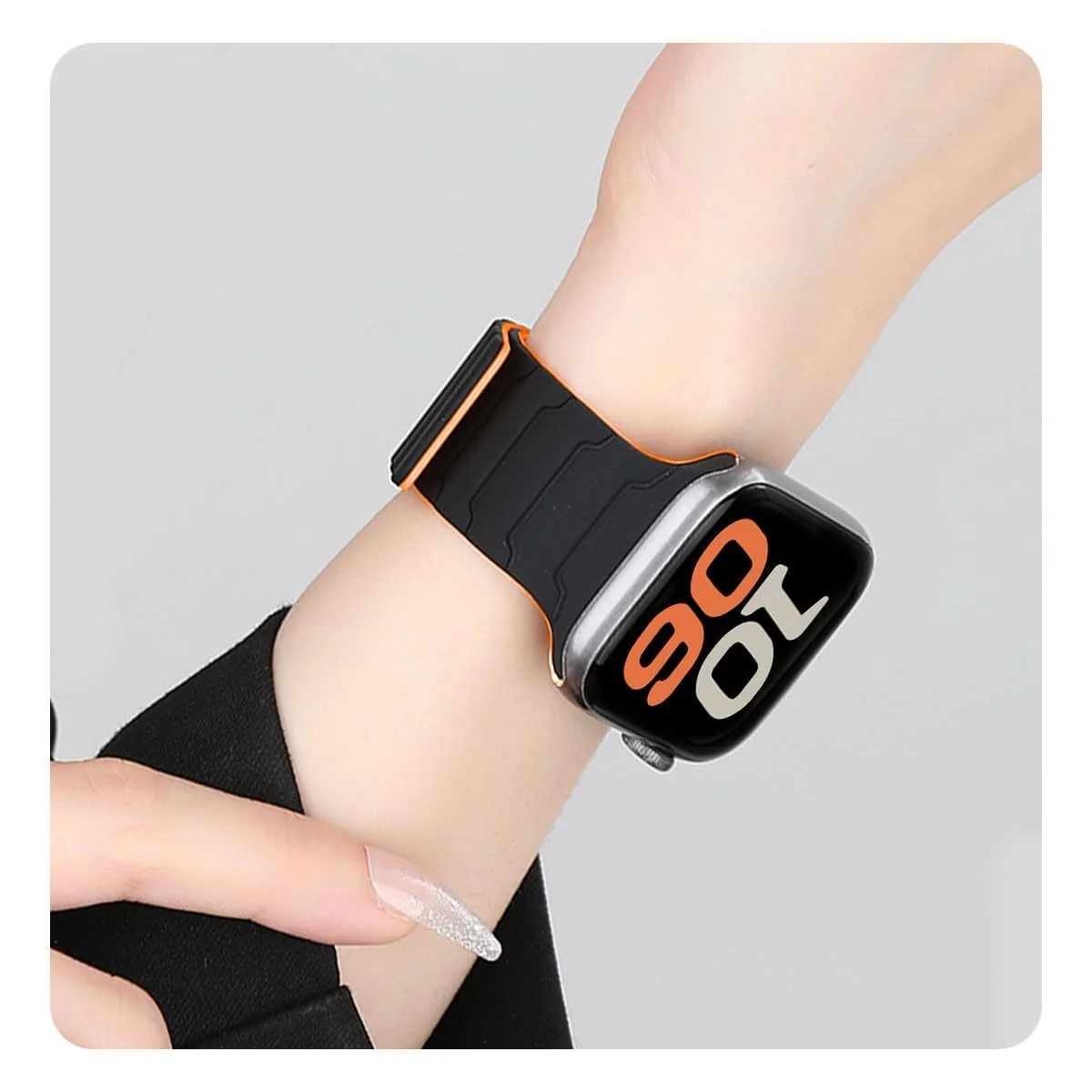 DL3 Mobilak Silicone Straps Compatible with Apple Watch Ultra Strap 49mm 46mm 45mm 44mm 42mm, Loop Band with Strong Magnetic Closure Designed for iWatch Ultra Ultra 2 Series 11 10 9 8 7 6 5 4 3 2 1 SE - Coal Black/Black