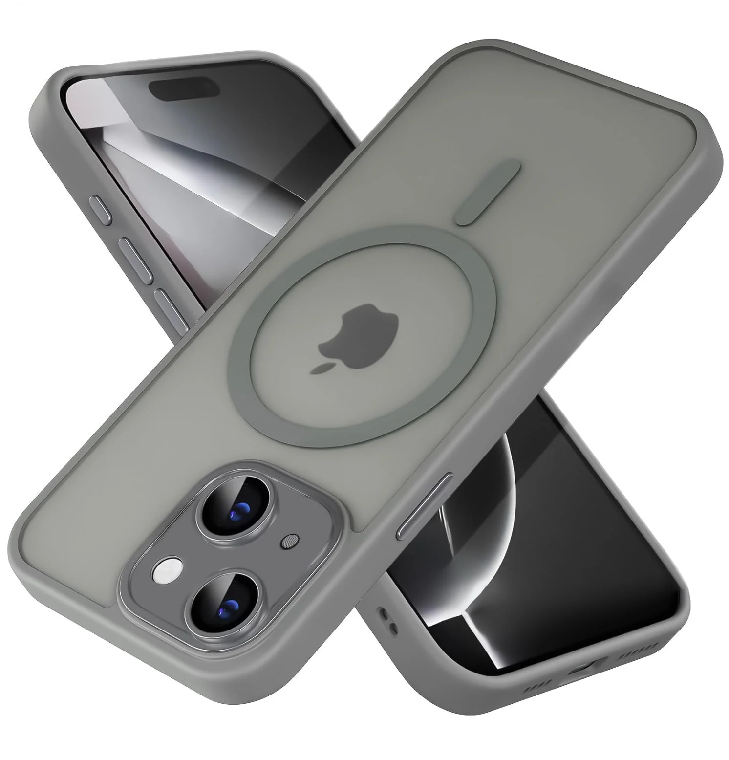 DL3 Mobilak Translucent Matte Case for iPhone 13 / iPhone 14 6.1-Inch, Compatible with MagSafe accessories, Supports wireless charging, Camera protection - Gray