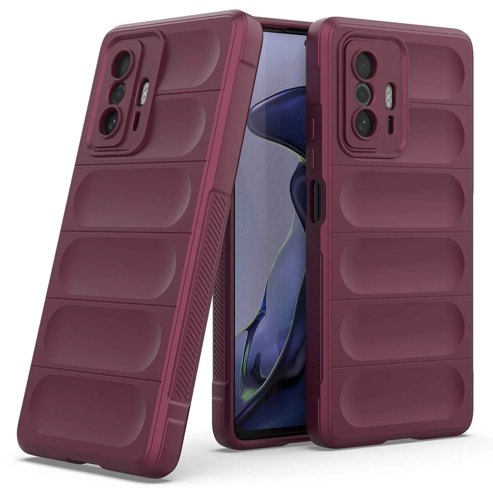 DL3 Mobilak Rugged Protective Case for Xiaomi 11T 5G / Xiaomi 11T Pro 5G, Camera protection, Shock-absorbing protection, Non-slip grip - Wine Red