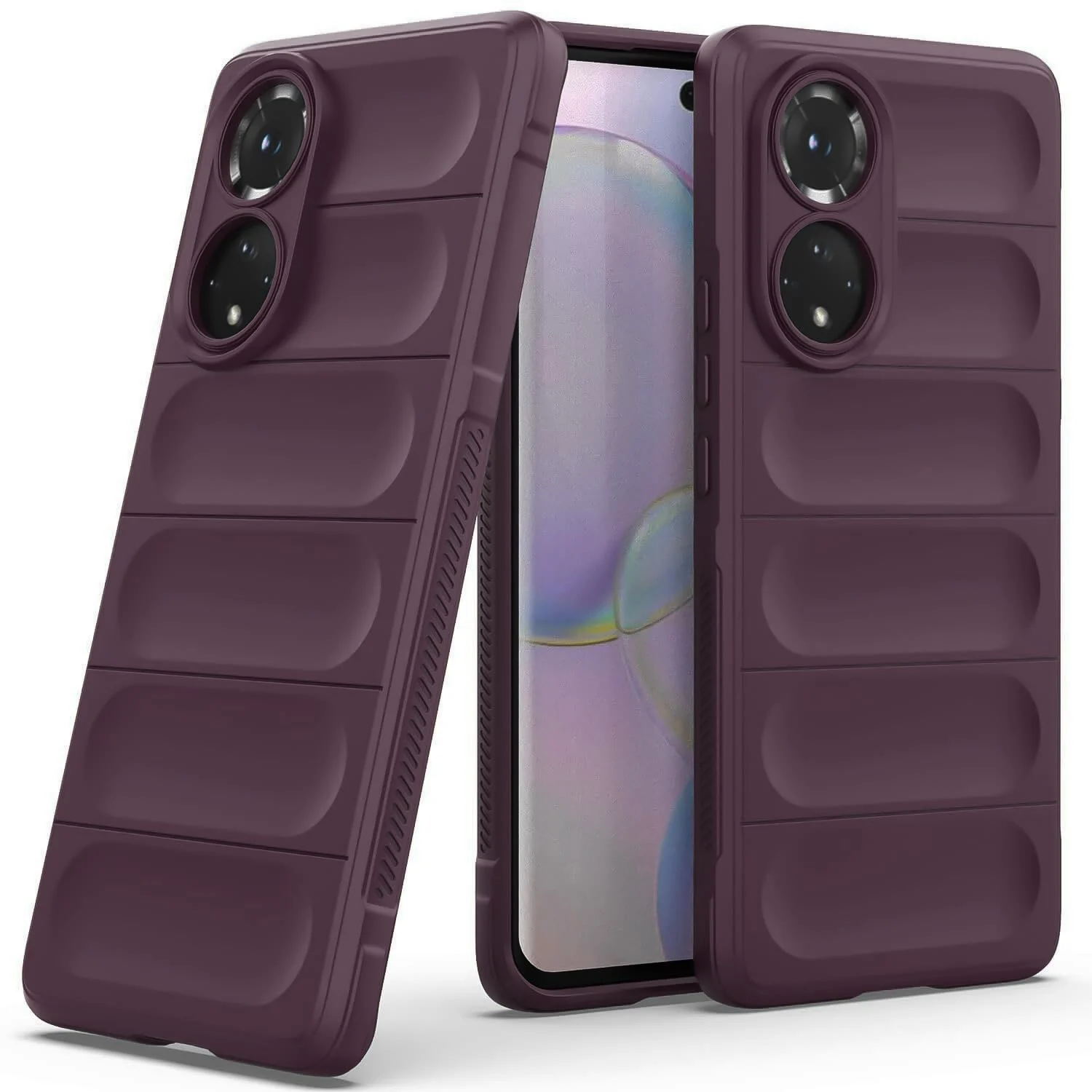 DL3 Mobilak Flexible Silicone and TPU Protective Case with Camera Protection for Honor 50 / Huawei Nova 9 - Wine Red