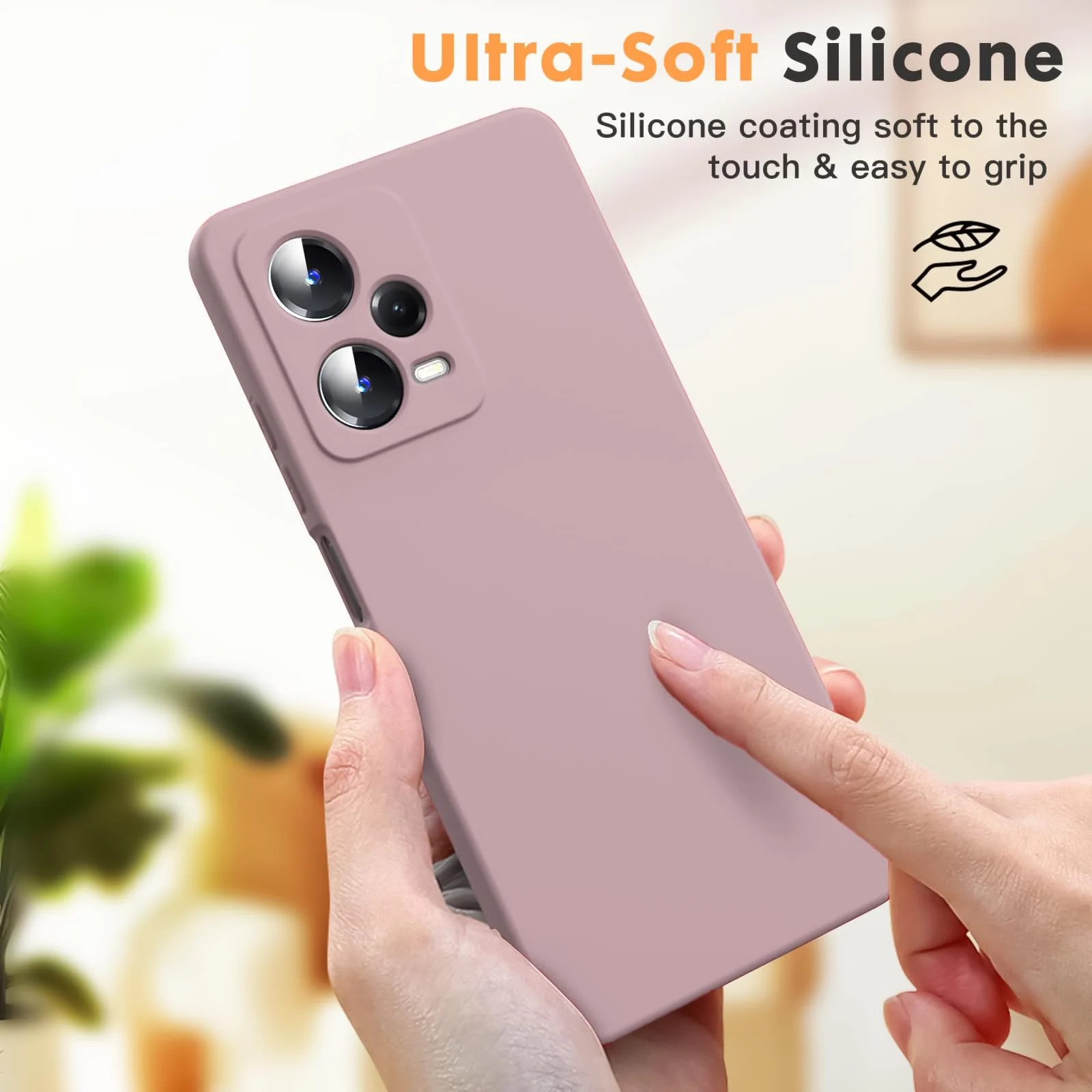 DL3 Mobilak Liquid Silicone Protective Case with Soft Microfiber Lining with Full Camera Protection for Xiaomi Redmi Note 12 Pro Plus 5G - Cashmere