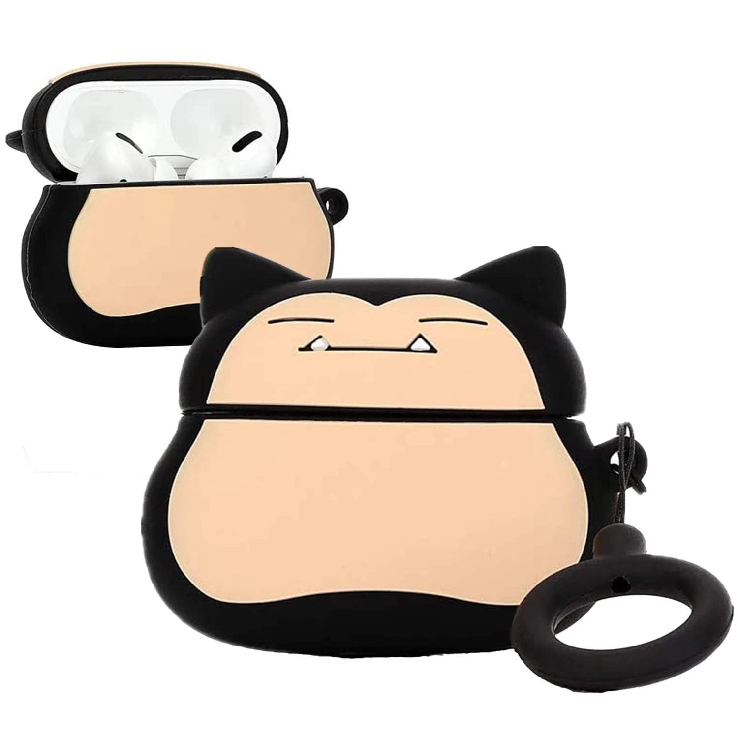 DL3 Mobilak Compatible with AirPods Pro 2/1 Gen Case Soft Silicone Shockproof Cover for Apple iPod Pro 2nd/1st Generation, New 3D Cute Cartoon Creative Fun Case with Keychain Design - Snorlax Black