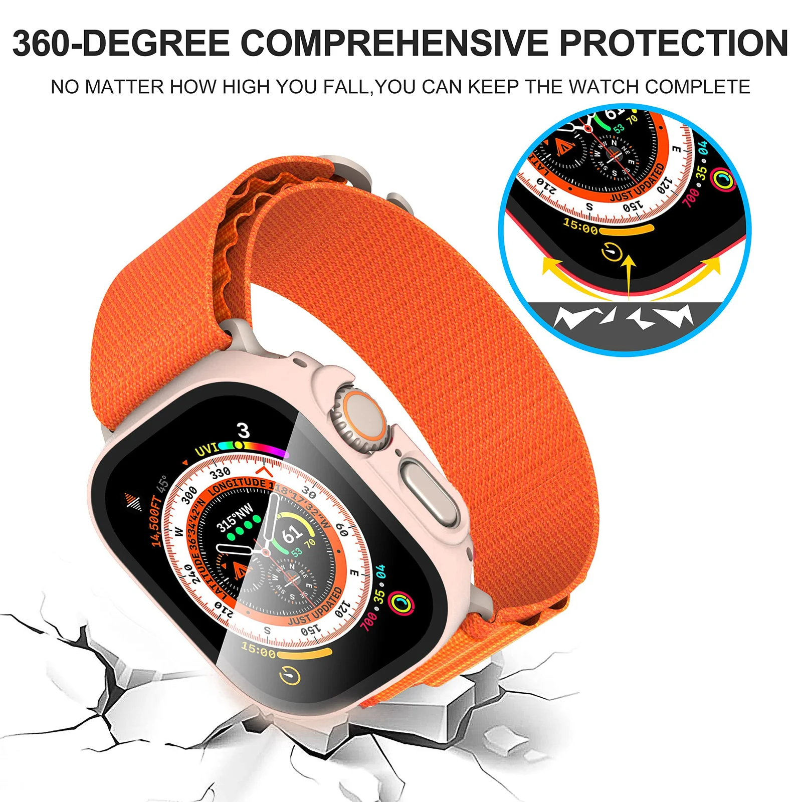 DL3 Mobilak Hard Case Designed for Apple Watch Ultra 2 (2023) / Ultra 1 49mm, Built-in 9H [HD Clear] Tempered Glass Screen Protector, [Full Protection] Slim Cover for iWatch 49mm - Pink
