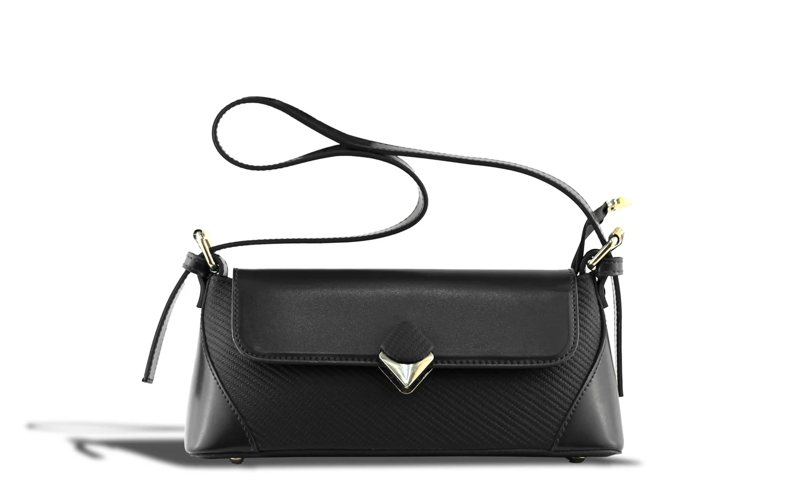 Mobigon Elegant Women’s Baguette Shoulder Bag with Magnetic Gold Clasp, Textured Faux Leather, Zippered Main Compartment & Inner Pocket for Formal & Daily Use