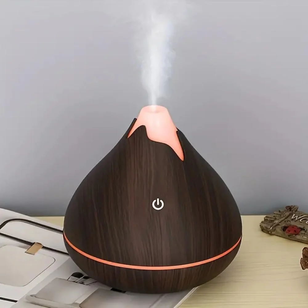 Mobigon Wood Cool Mist Ultrasonic Humidifier for Room Moisture, Aroma Diffuser for Home, 350ml Essential Oil Diffuser with 7 Colorful Night Light, Auto Shut-Off, Home, Office - Dark Woody