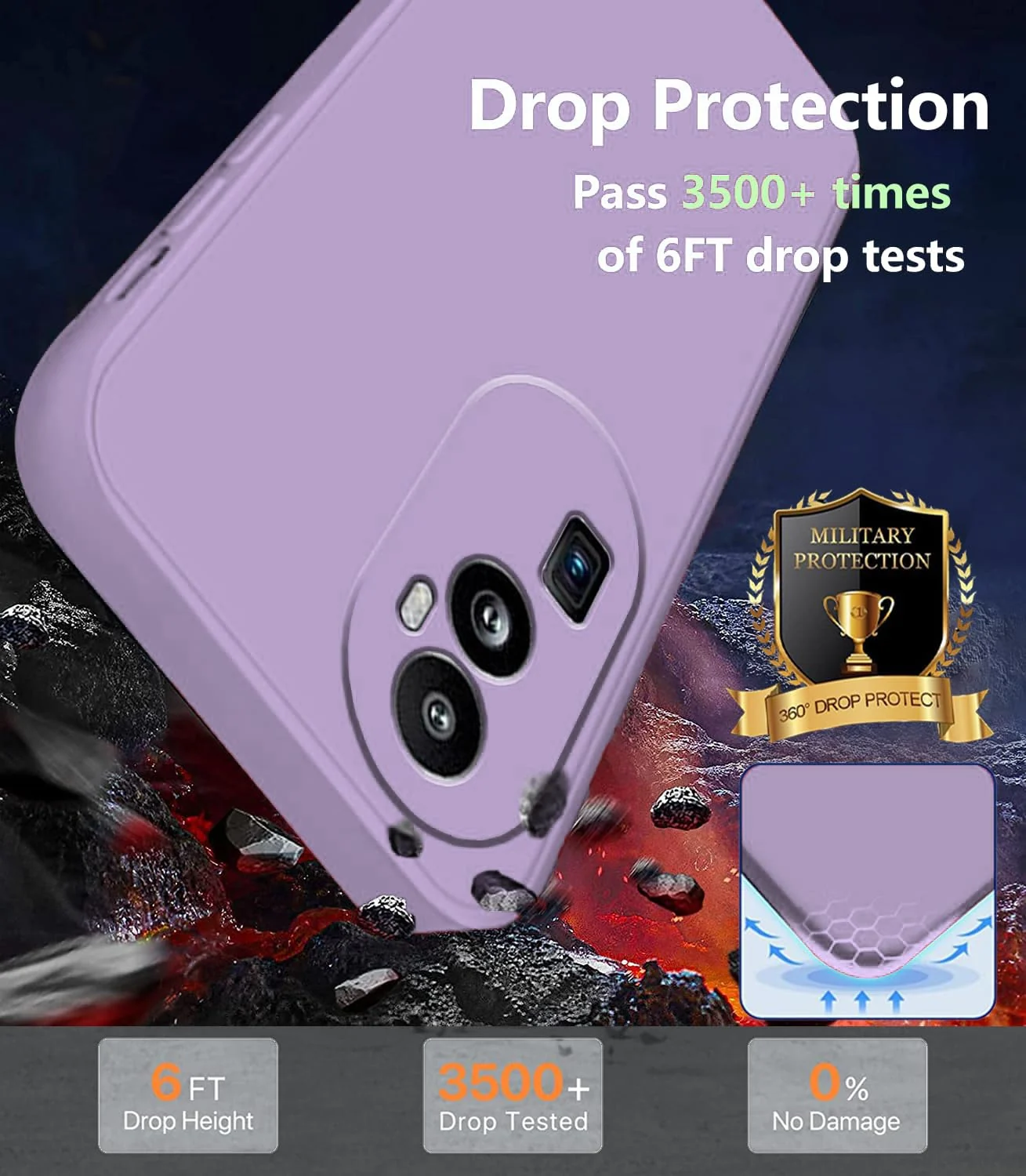DL3 Mobilak Liquid Silicone Case for OPPO Reno 10 Pro + Plus 5G, Not compatible with MagSafe, Supports wireless charging, Camera protection - Light Purple