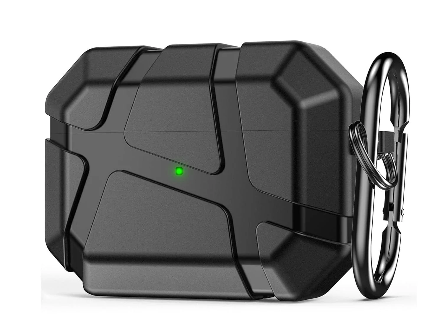 DL3 Mobilak AirPods Pro 1/2 Case, Shockproof Silicone Protective Case for Apple AirPod Pro 2nd/1st Generation, Hard Shell Design, Anti-Scratch, Front LED Light with Carabiner - Black