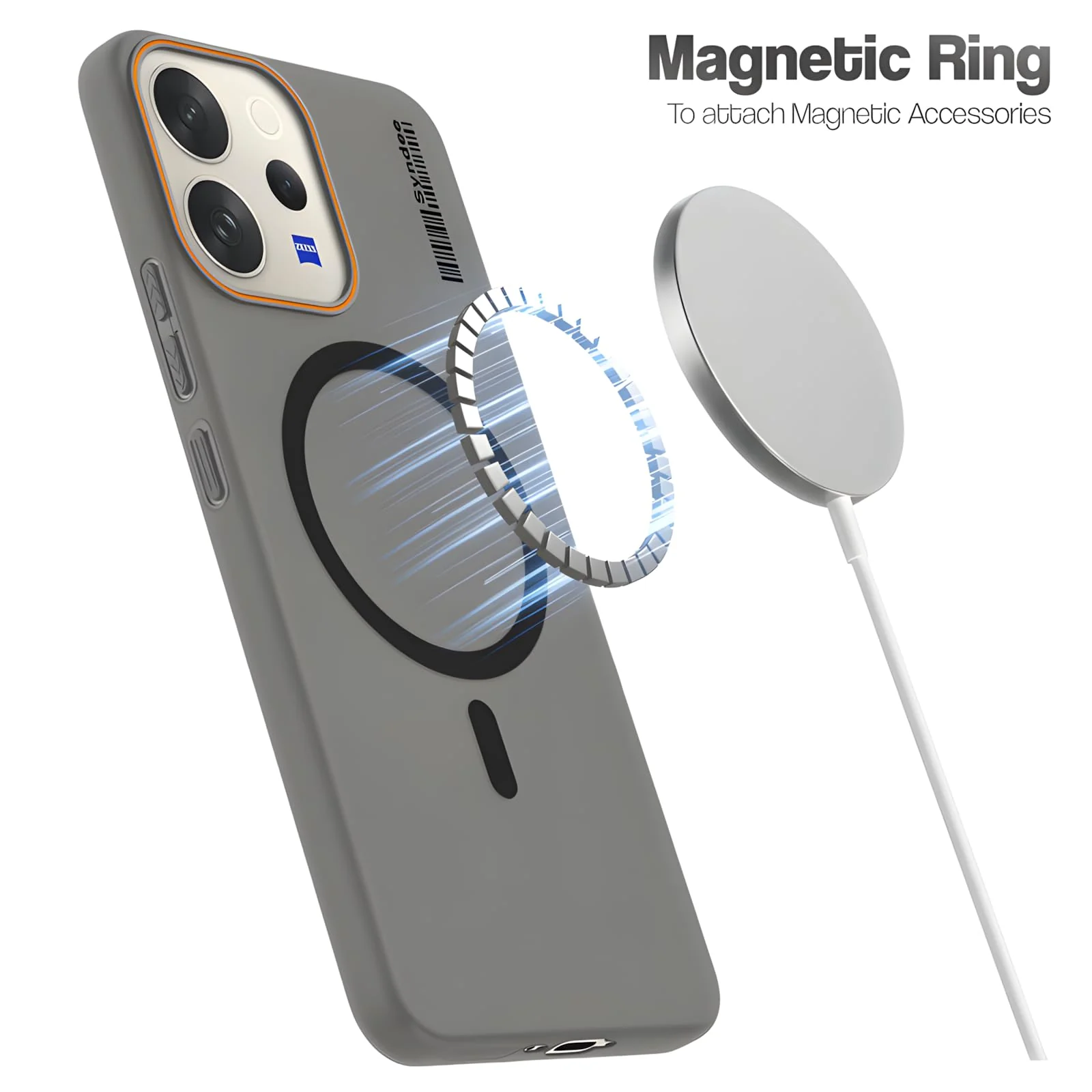 DL3 Mobilak Translucent Matte Case for Honor 600 Lite, Compatible with MagSafe accessories, Shock-absorbing protection, Integrated ring holder - Black