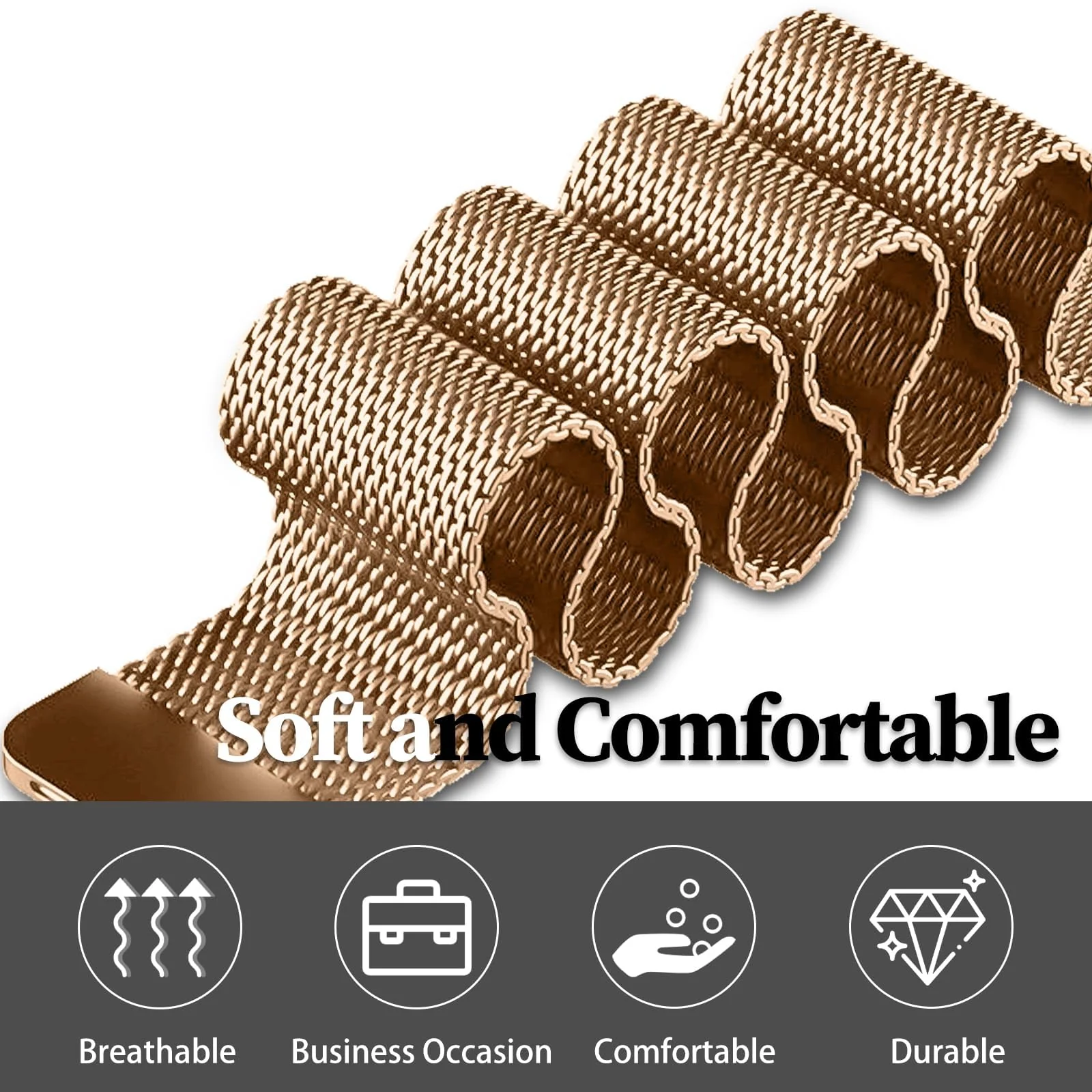 DL3 Mobilak Strap Compatible with Xiaomi Redmi Watch 4, Men and Women Adjustable Metal Stainless Steel Mesh Magnetic Breathable Replacement Wristband Watch Bands for Redmi Watch 4 - Rose Gold