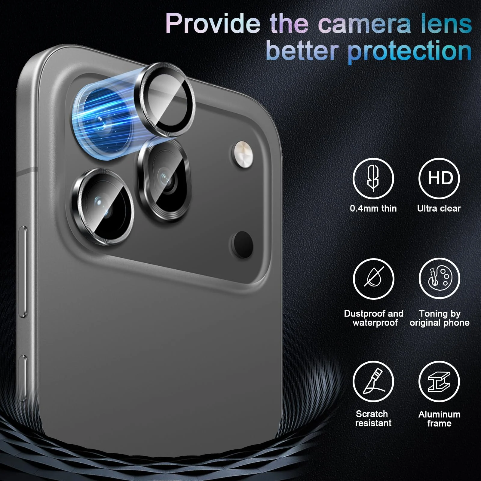 DL3 Mobilak Camera Lens Protector for Honor 600 Pro 5G Accessories, 9H Tempered Glass Metal Individual Ring Camera Cover Screen Protector, Case Friendly, Anti Scratch - Black