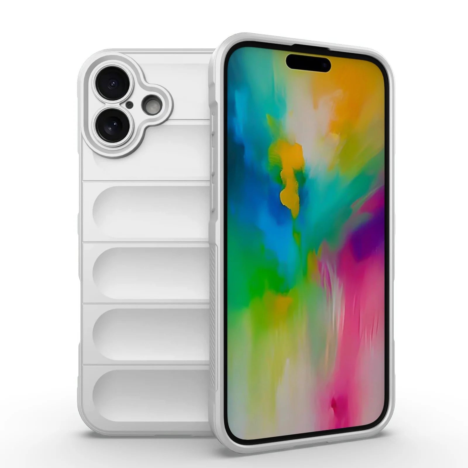 DL3 Mobilak Rugged Protective Case for iPhone 16 + Plus 6.7-Inch, Camera protection, Shock-absorbing protection, Non-slip grip - White