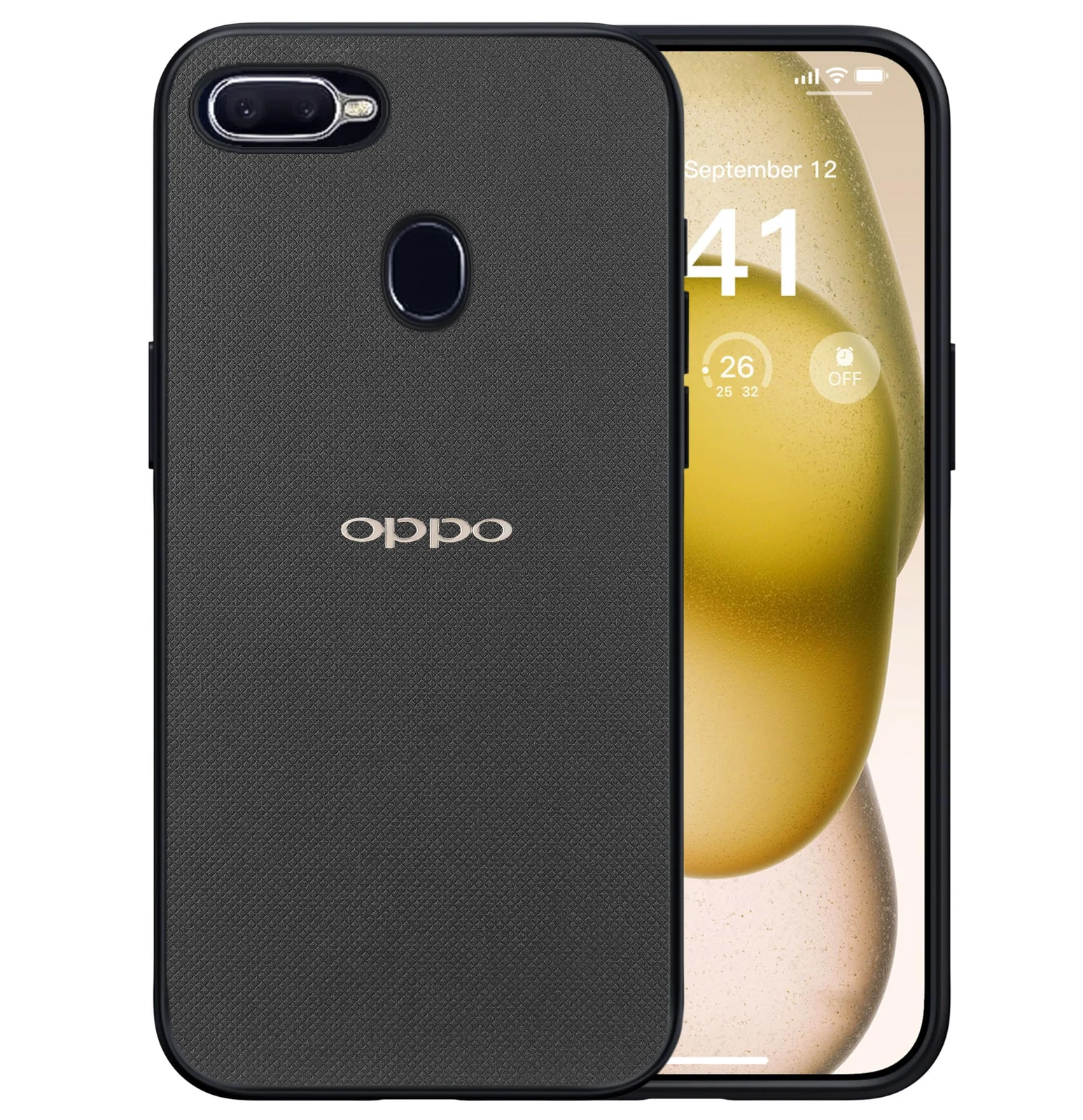 Dl3 Mobilak Compatible with OPPO F9 / F9 Pro / A5 / A5S / A12 / A7 Case Dual Layer Heavy Duty Cell Phone Protective Cover Shockproof Rugged with Non-Slip Textured - Black