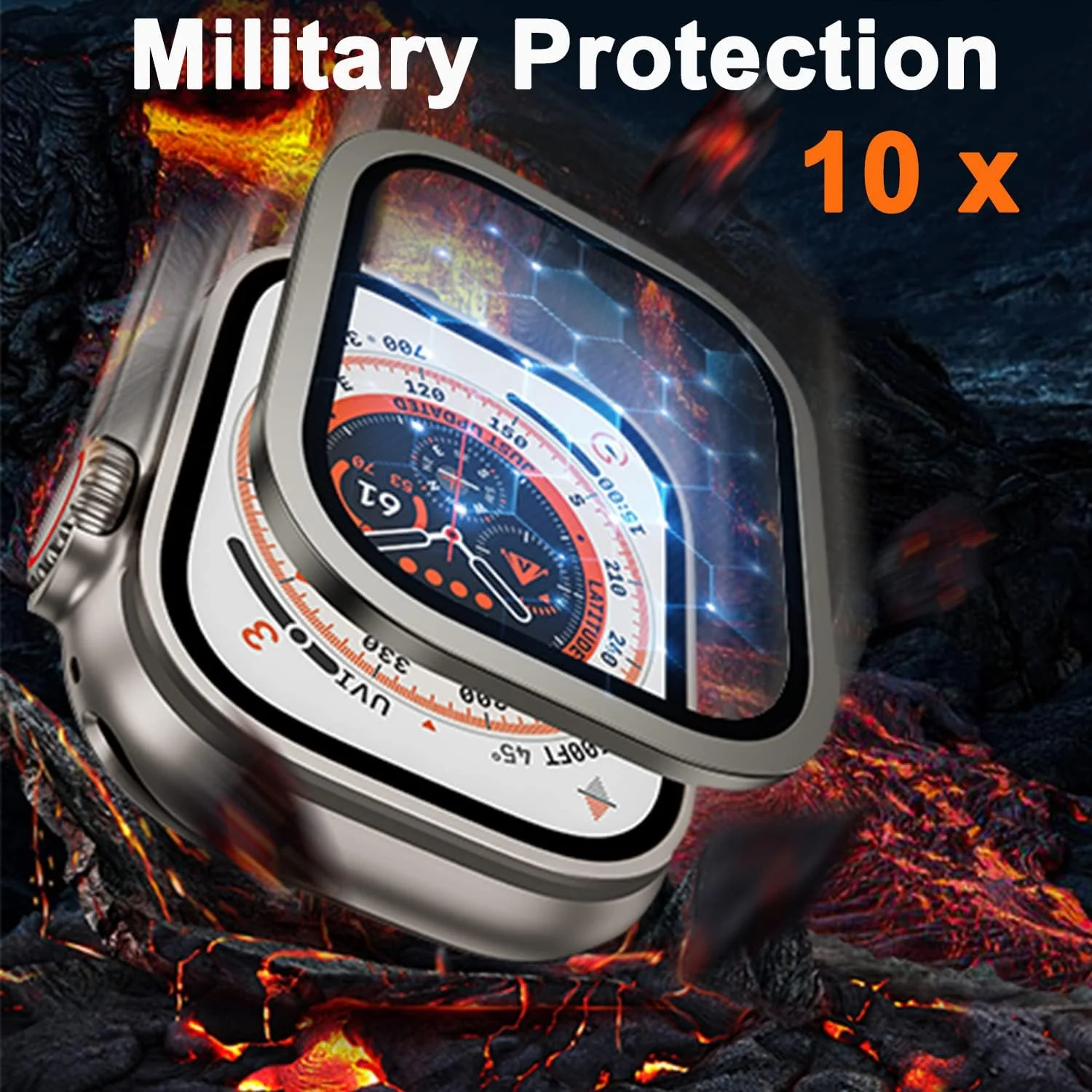 DL3 Mobilak Compatible for Apple Watch Ultra 2/Ultra 49mm Screen Protector 49mm, Titanium Alloy Frame Built-in 9H Tempered Glass Film, Lightweight Metal Case for iWatch 49mm - Titanium