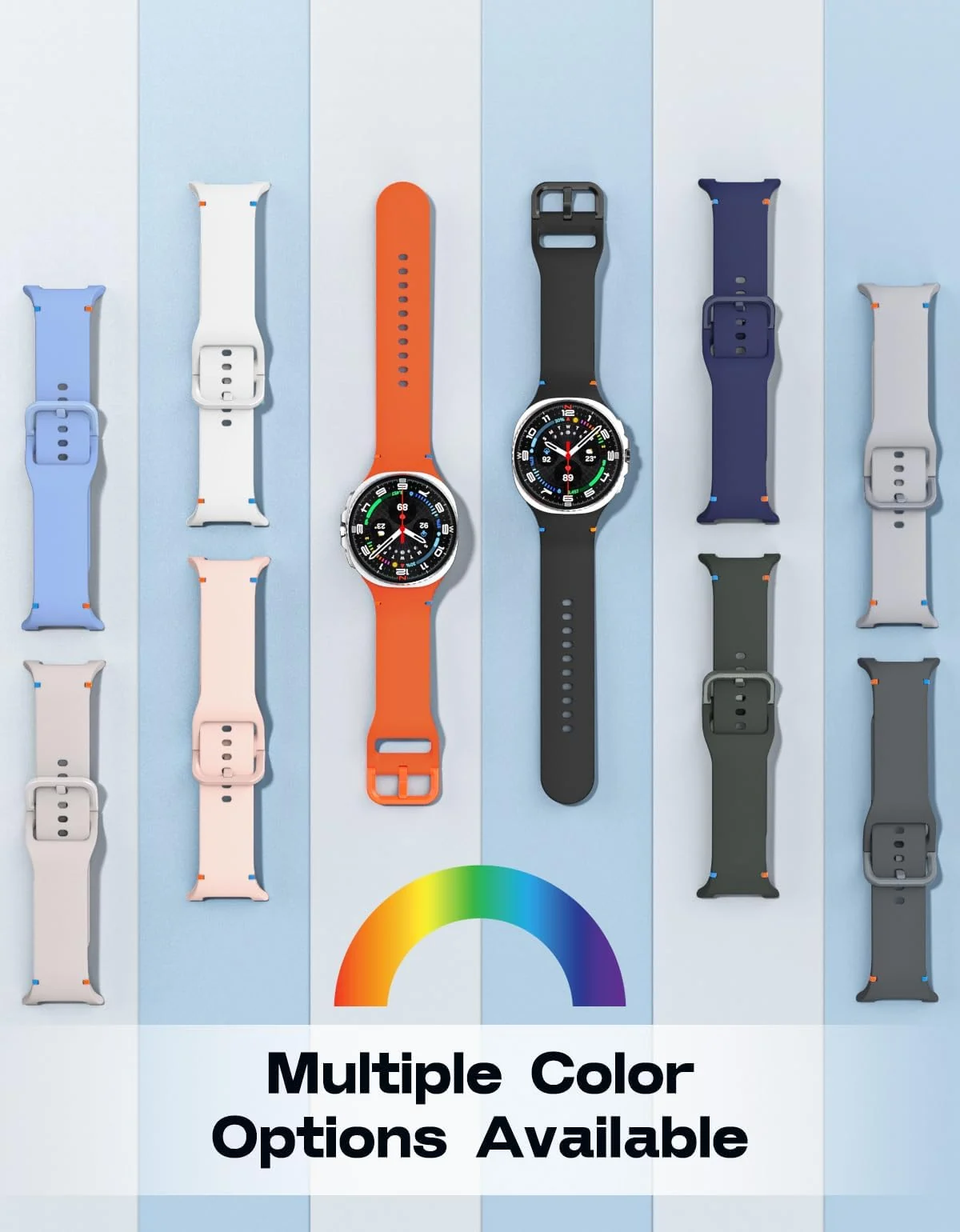 DL3 Mobilak Silicone Bands Compatible with Samsung Galaxy Watch 8 Band 40mm 44mm, Galaxy Watch 8 Classic Band 46mm, Waterproof Soft Wristband Sport Strap for Galaxy Watch 8 Bands 2025 Women Men - Starlight