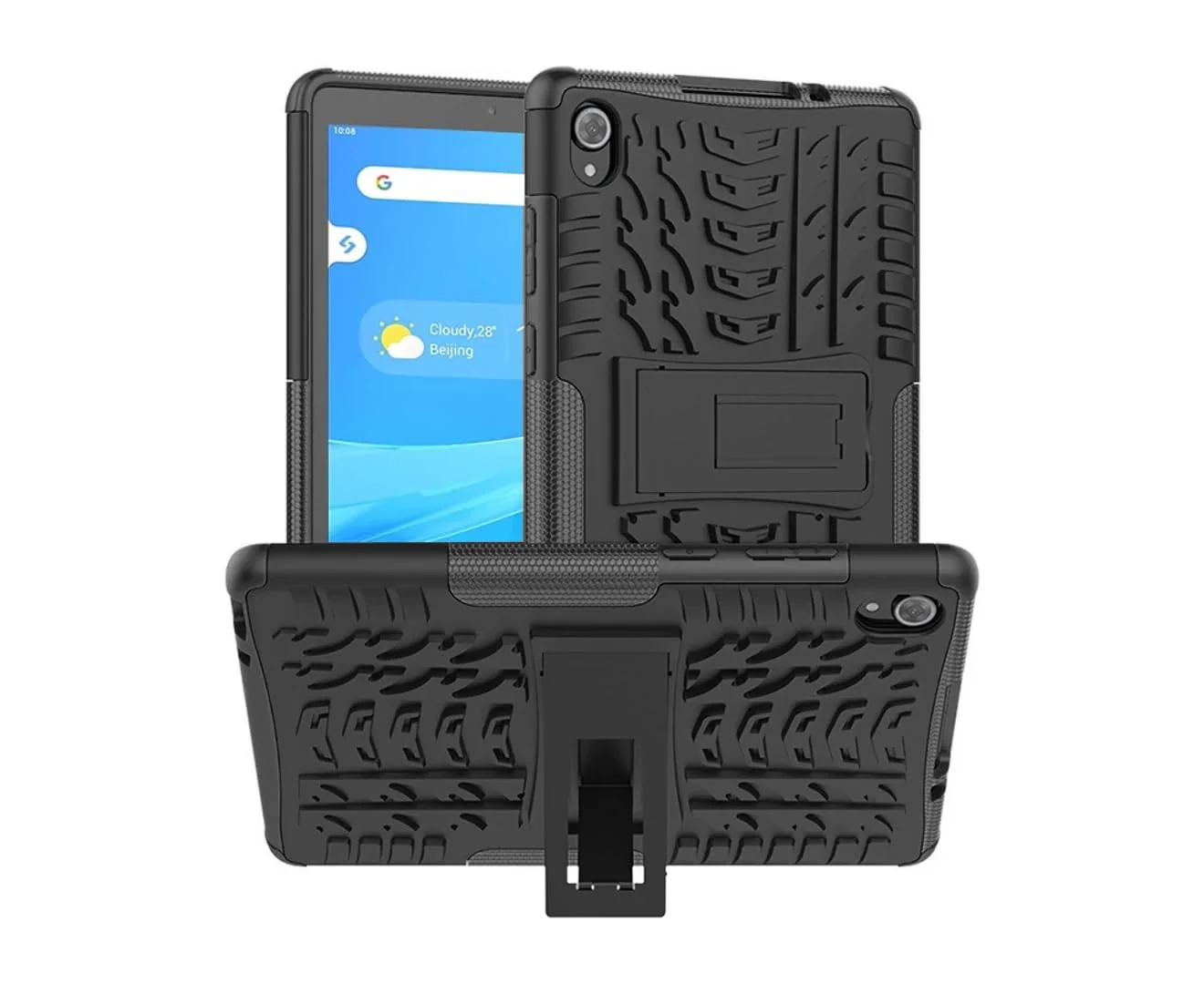 DL3 Mobilak Case For Lenovo Tab M8 4th Gen 2023/3rd Gen 2022/HD LTE 2021/Tab M8 HD/Tab M8 FHD 2019 8.0 inch, Hybrid Rugged Armor Heavy Duty 2 in 1 TPU + PC Dual Layer Case with Kickstand - Black