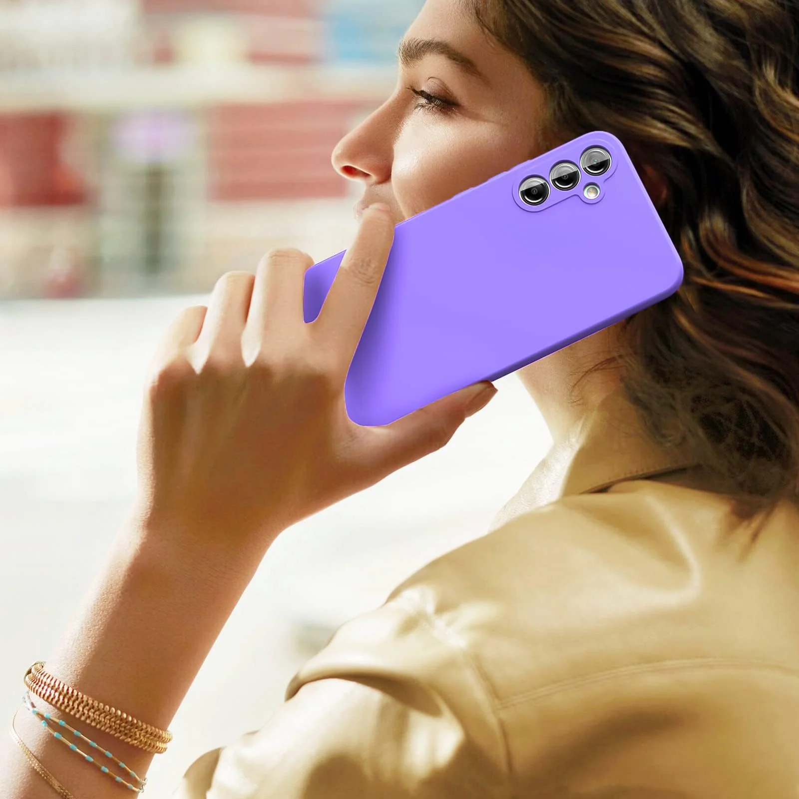 DL3 Mobilak Samsung Galaxy A24 4G Case, Soft Flexible Silicone Gel Rubber Bumper Cover, Full Body Shockproof Protective Phone Case - Light Purple