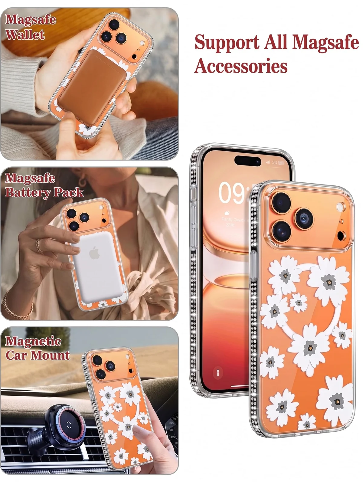 DL3 Mobilak Clear MagSafe-Compatible Magnetic Case for iPhone 17 Pro Max with Camera Protection and Magnetic Car-Mount Support - Style 5