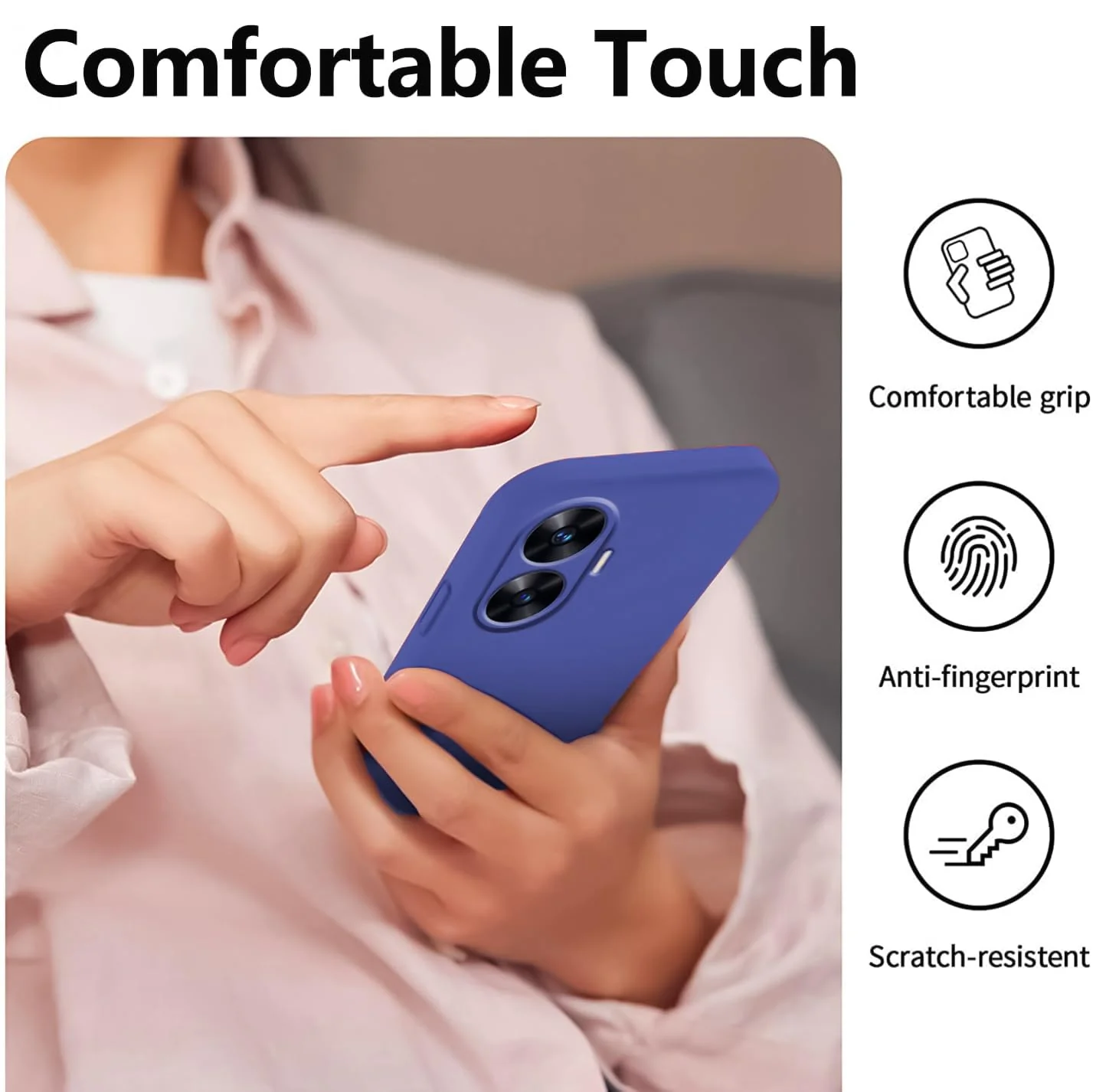 DL3 Mobilak Silicone Protective Case for realme C55 / realme Narzo N55, Shock-absorbing protection, Scratch-resistant surface, Soft microfiber lining - Light Blue