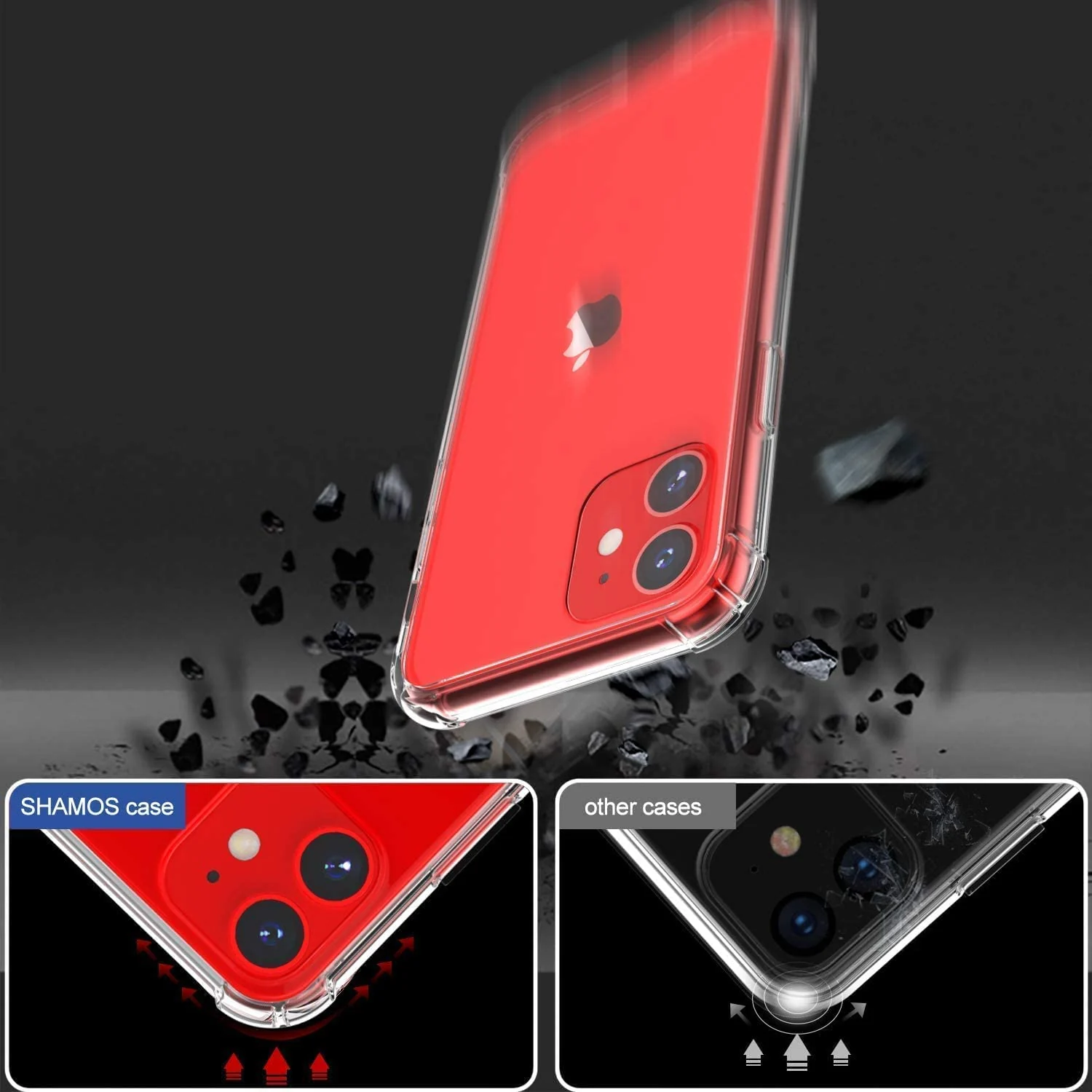 DL3 Mobilak Case Compatible with iPhone 11 Cover Silicone TPU Gorilla Anti-shock Shockproof Corners - Clear