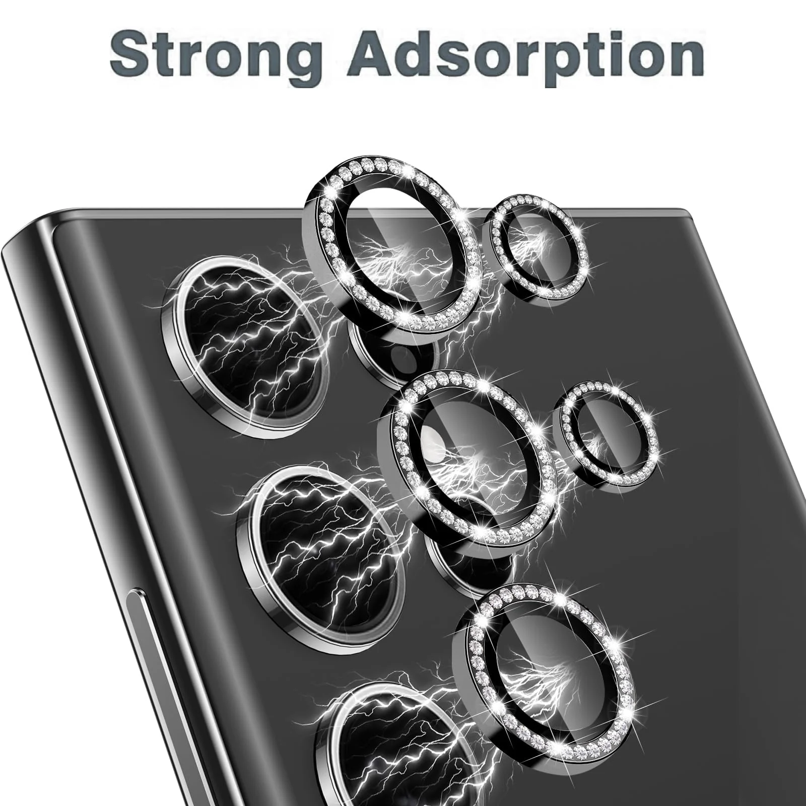 DL3 Mobilak Camera Protection for Samsung Galaxy S24 Ultra Camera Protection, Scratch-Resistant, 9H Hardness, HD Lens Protection, Protective Film, Lens Screen Protector Glass - Diamond Black