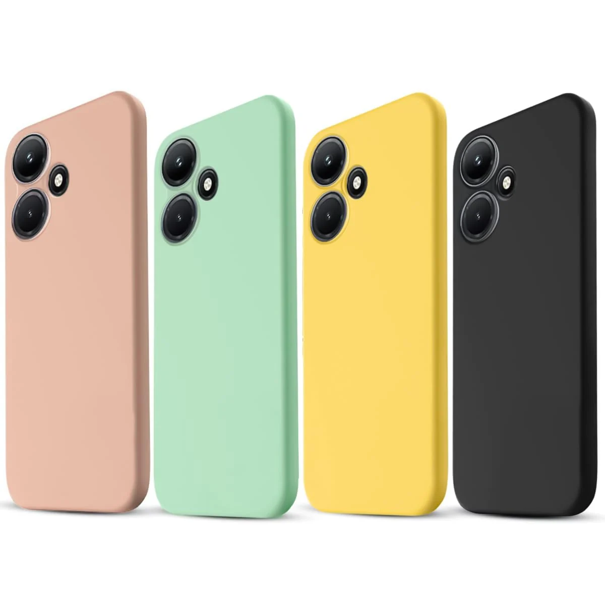 DL3 Mobilak Liquid Silicone Protective Case with Soft Microfiber Lining with Full Camera Protection for Infinix Hot 30i - Light Orange