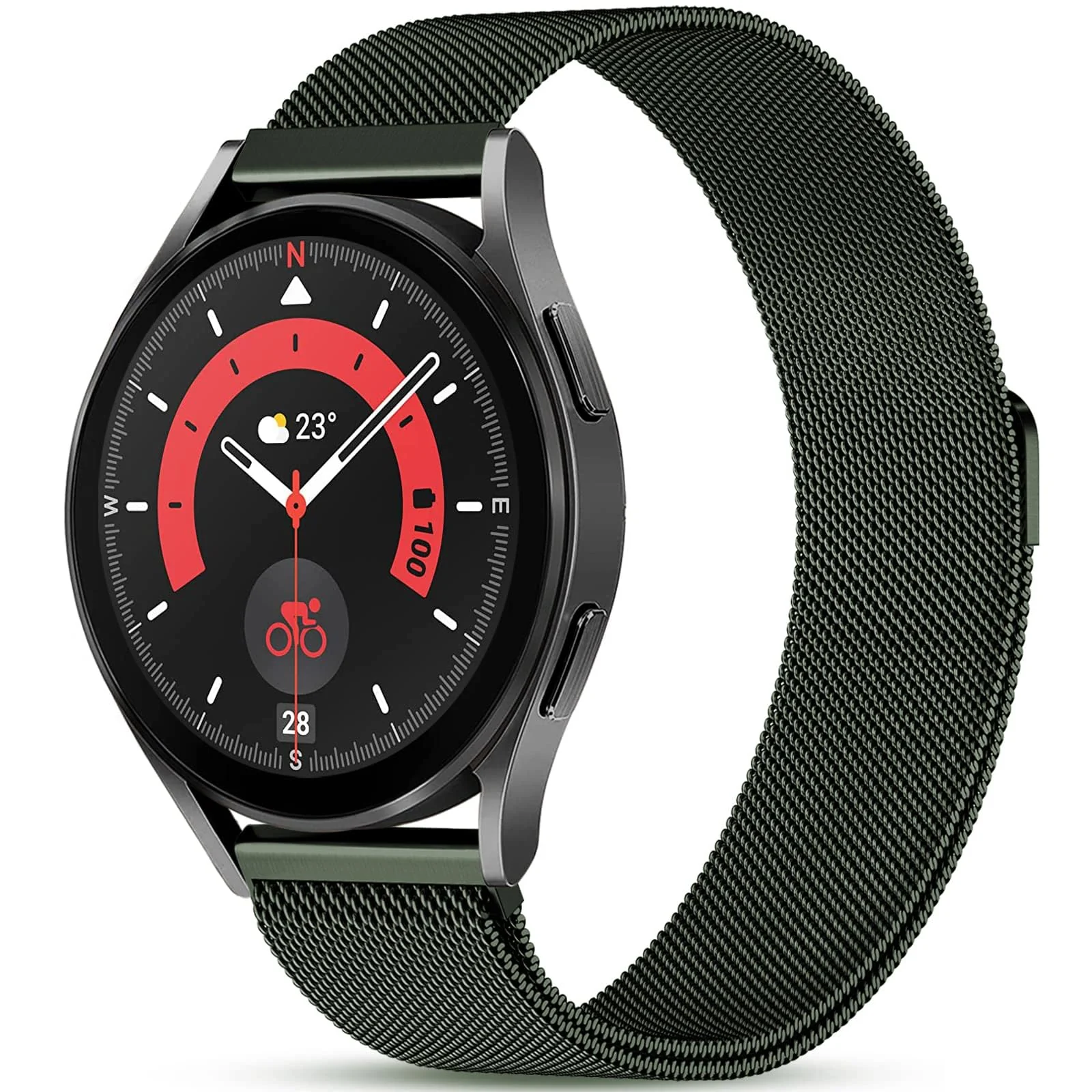 DL3 Mobilak Band stainless steel Magnetic 22MM Strap For Samsung Galaxy Watch 3 45mm/Watch 46mm/Gear S3/Huawei watch GT4 GT3 46MM/Watch 3&4/3&4 Pro/GT2E/GT2 Pro/GT GT2 46MM/Amazfit GTR 2/2e/3/4/3 Pro - Dark Green