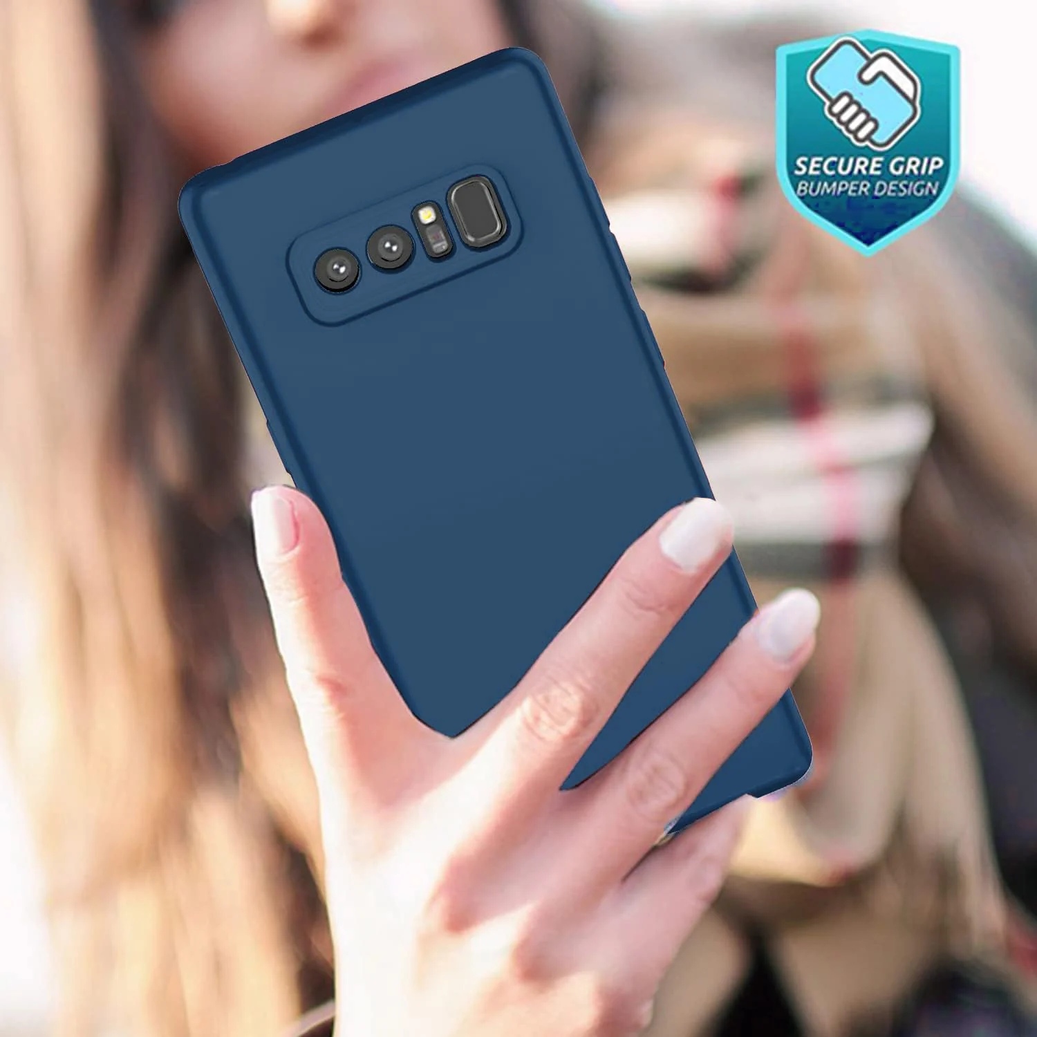DL3 Mobilak Liquid Silicone Case for Samsung Galaxy Note 8, Shock-absorbing protection, Scratch-resistant surface, Soft microfiber lining - Blue