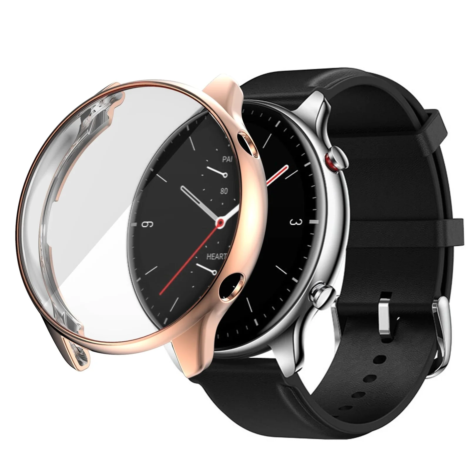 DL3 Mobilak Case Compatible with Amazfit GTR 2 & GTR 2e Case All-Around Screen Protector Watch Soft TPU Shockproof Cover Slim Guard Thin Bumper Shell Protector - Rose Gold