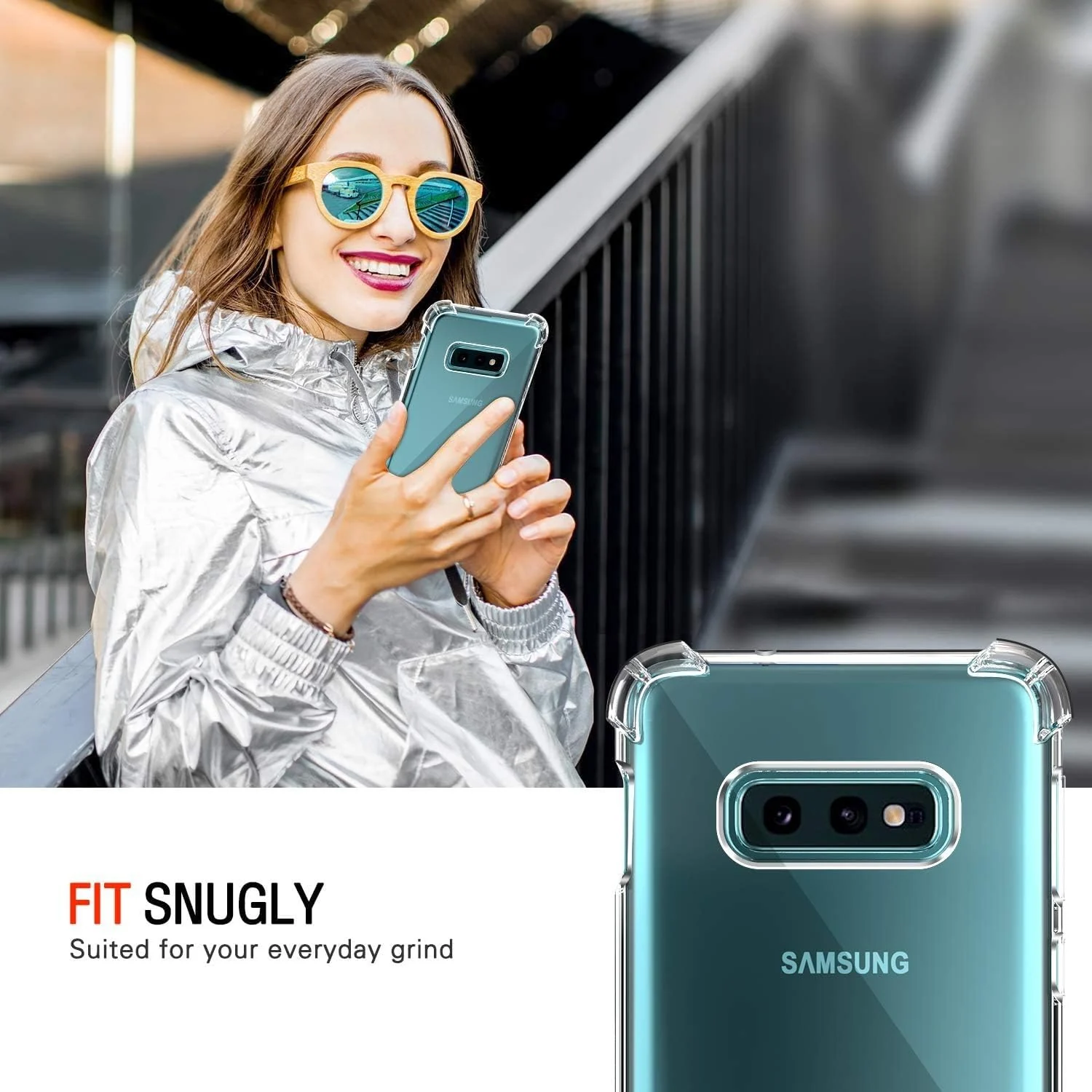 DL3 Mobilak Case Compatible with Samsung Galaxy S10e, Cover Silicone TPU Gorilla Anti-shock Protector Camera Shockproof Corners - Clear