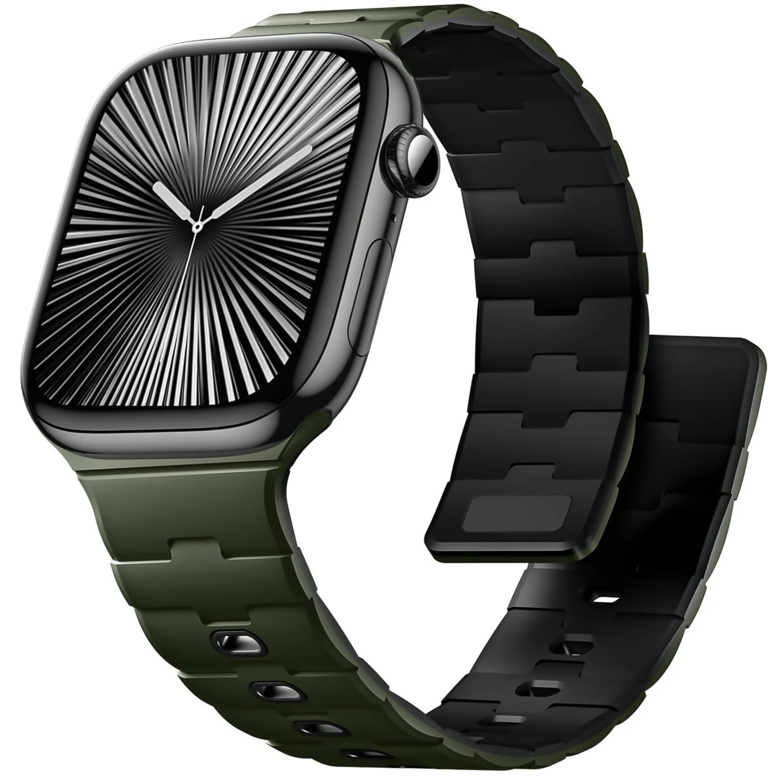 DL3 MOBILAK Adjustable Silicone Sports Watch Strap for 49MM - A-Green/Black